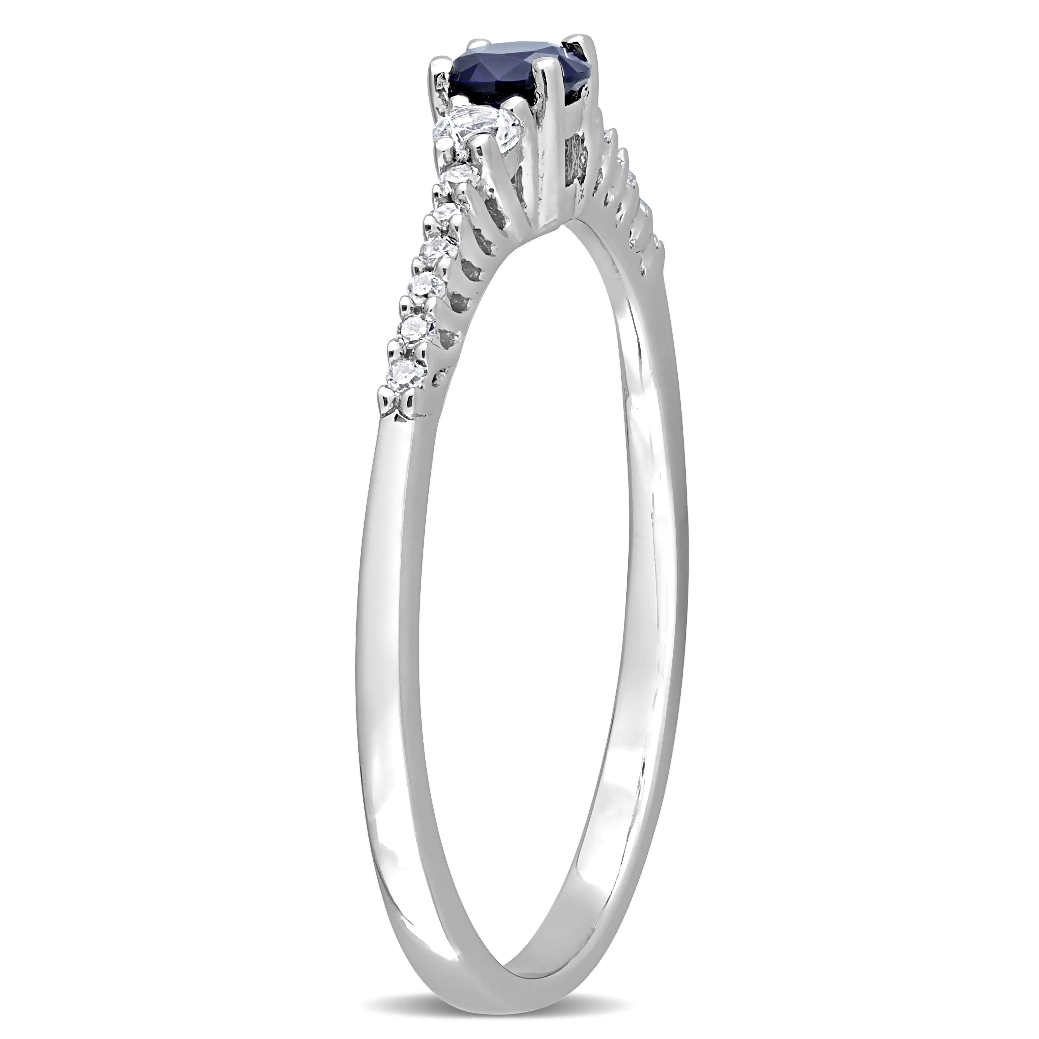 1/3 CT TGW Created Blue and Created White Sapphire and Diamond Accent Ring in Sterling Silver