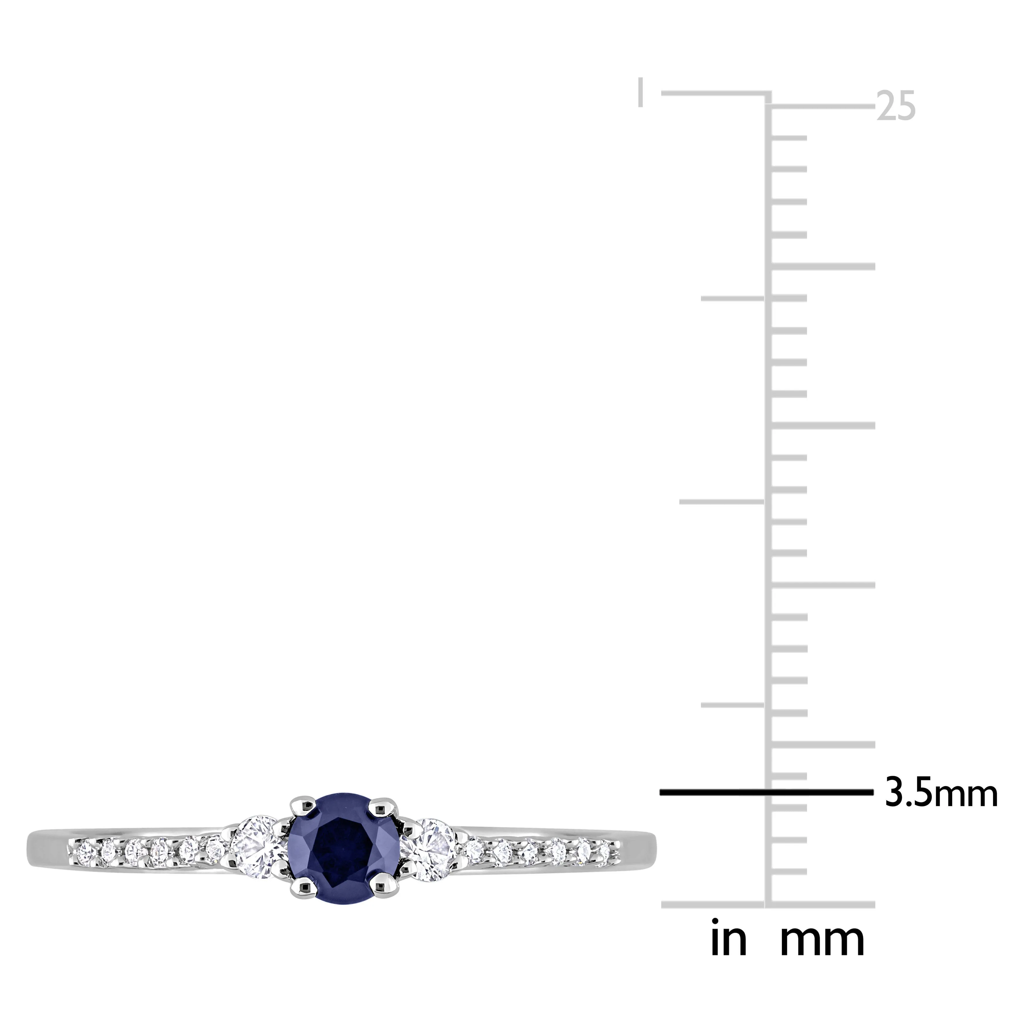 1/3 CT TGW Created Blue and Created White Sapphire and Diamond Accent Ring in Sterling Silver