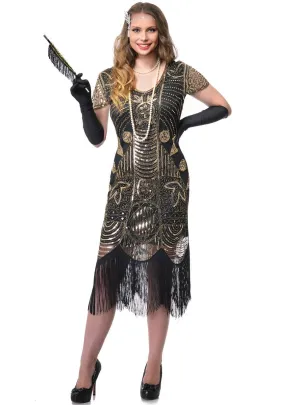 1920s Black and Gold Womens Great Gatsby Costume