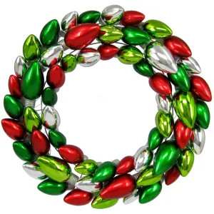 2' Red, Green and Silver Light Bulb Wreath