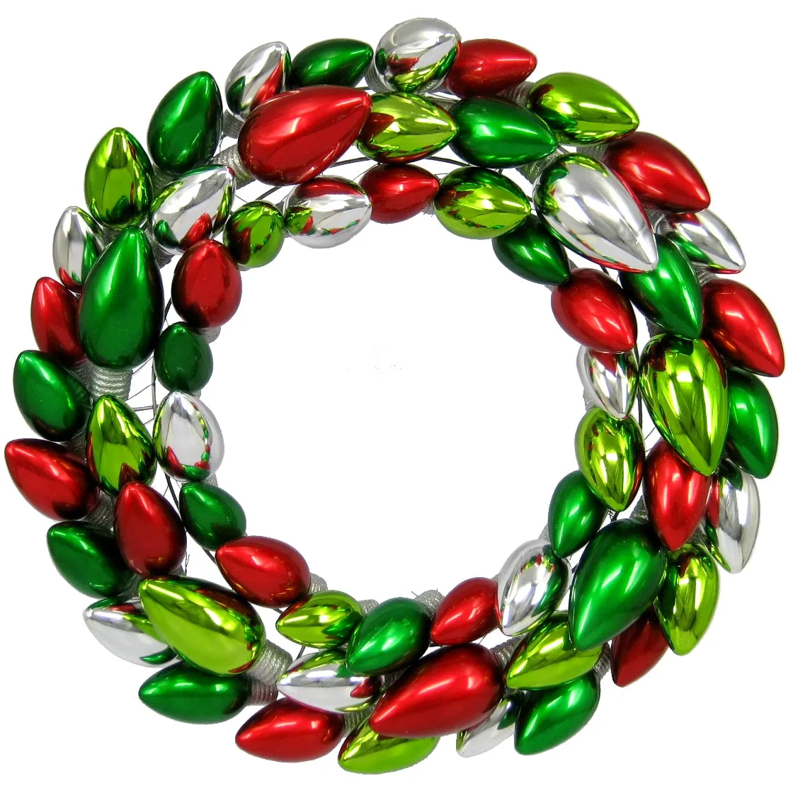 2' Red, Green and Silver Light Bulb Wreath