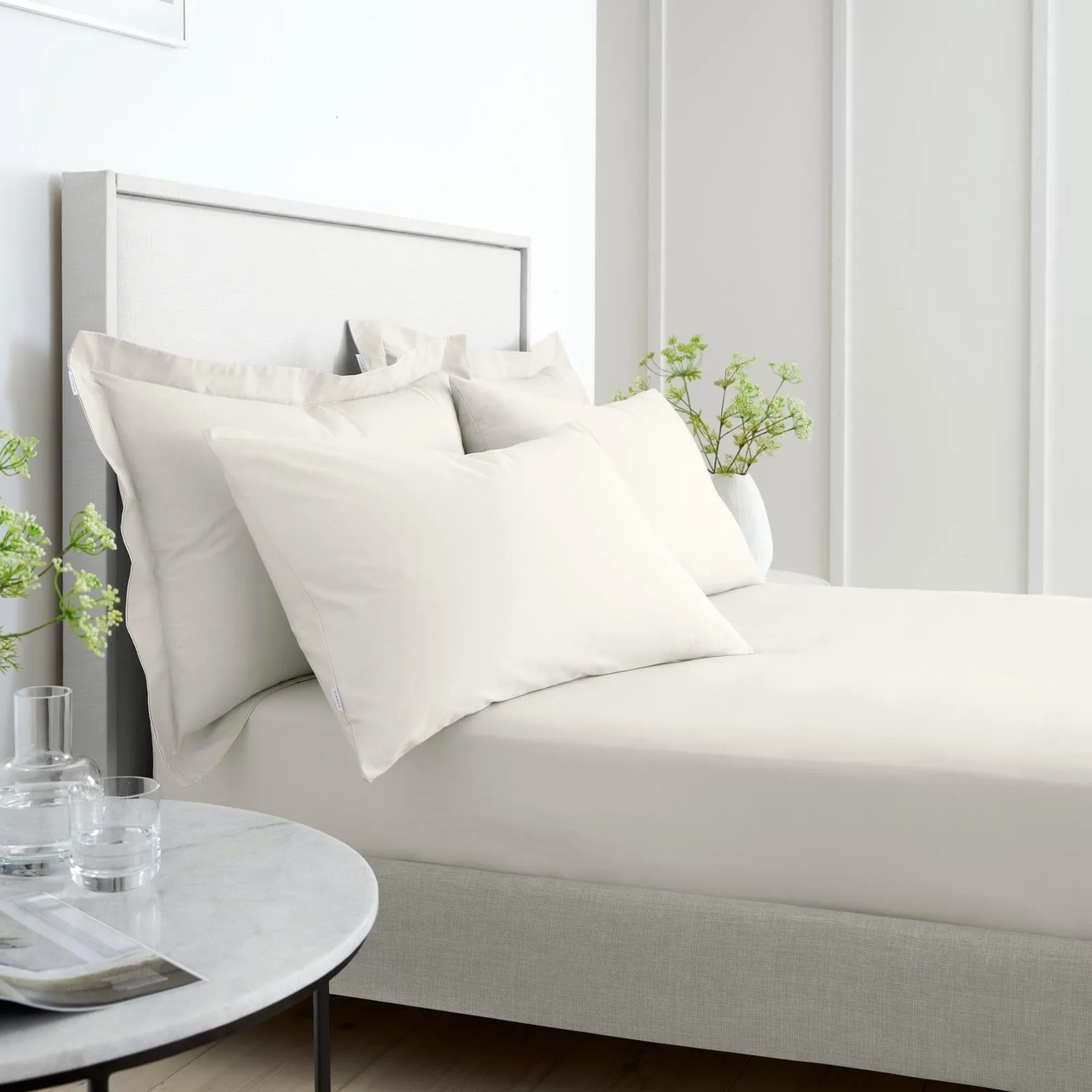 200TC Cotton Percale Oxford Pillowcases Cream