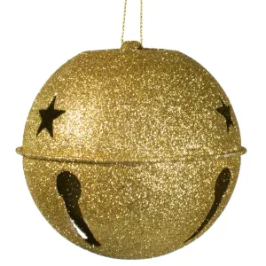 4" Gold Glitter Jingle Bell