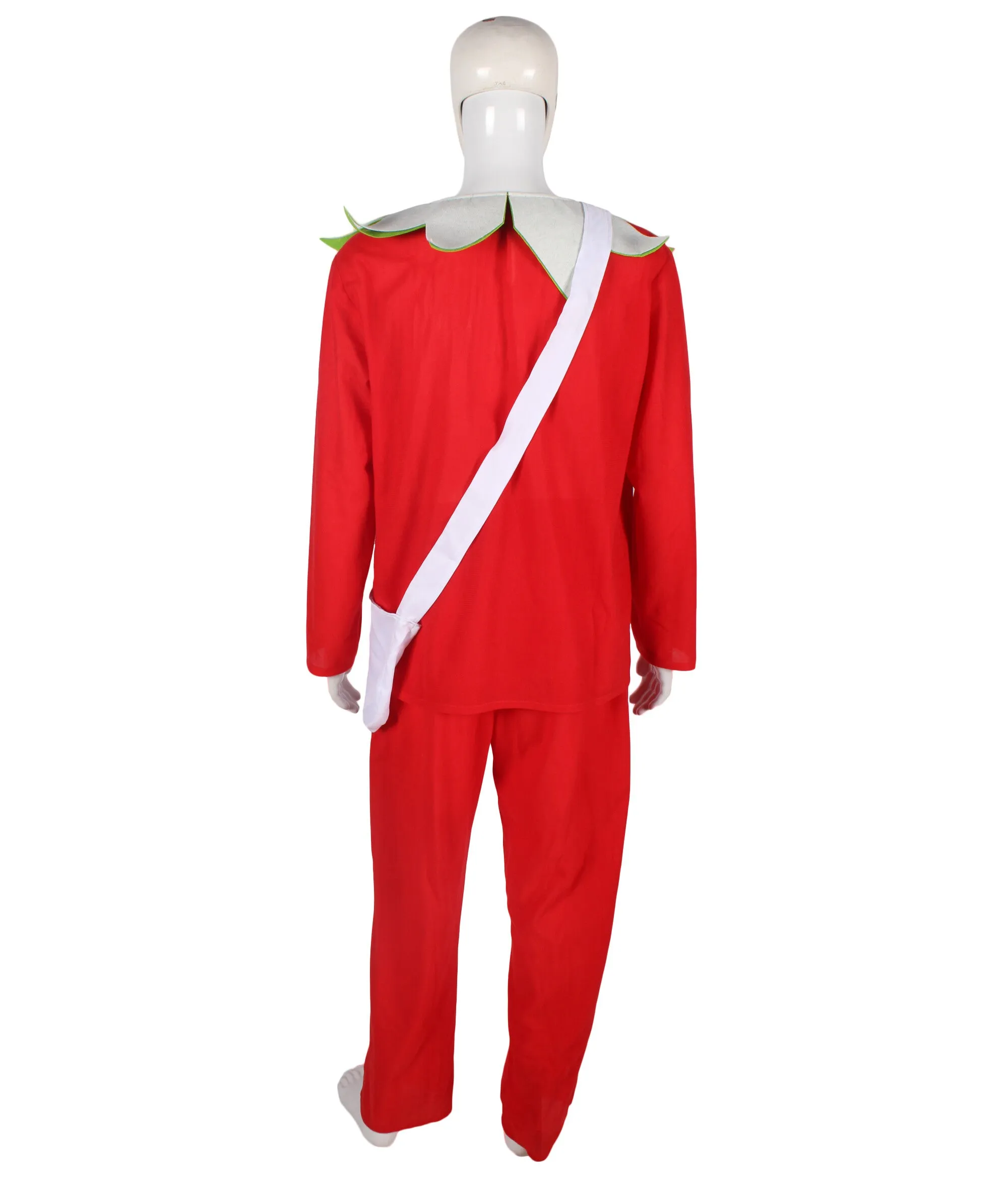 Adult Men's Santa's Sidekick Costume - A Festive Red Outfit with an Accommodating Gift Bag, Cozy Hand Gloves, and a Classic Pointy Hat
