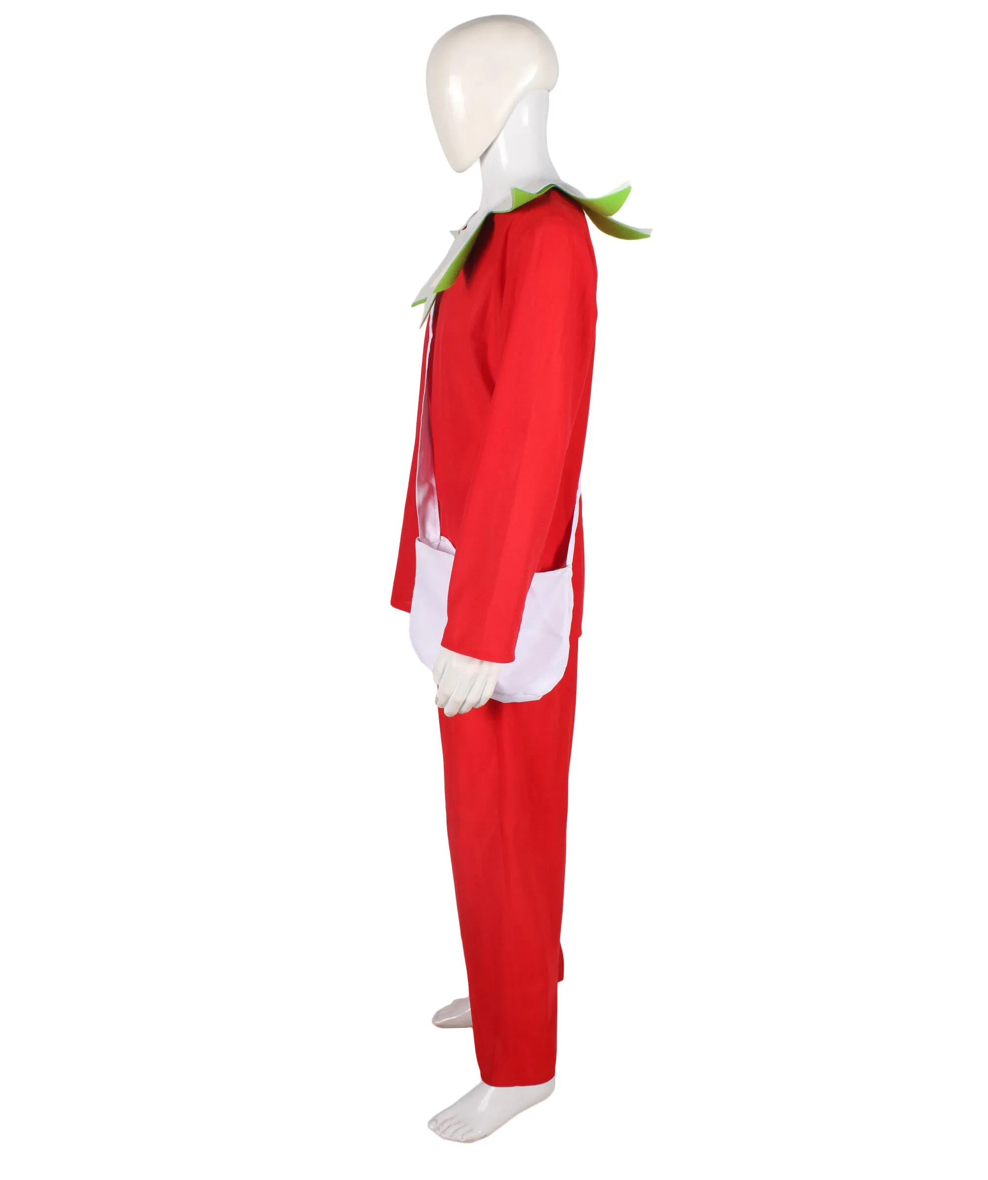 Adult Men's Santa's Sidekick Costume - A Festive Red Outfit with an Accommodating Gift Bag, Cozy Hand Gloves, and a Classic Pointy Hat