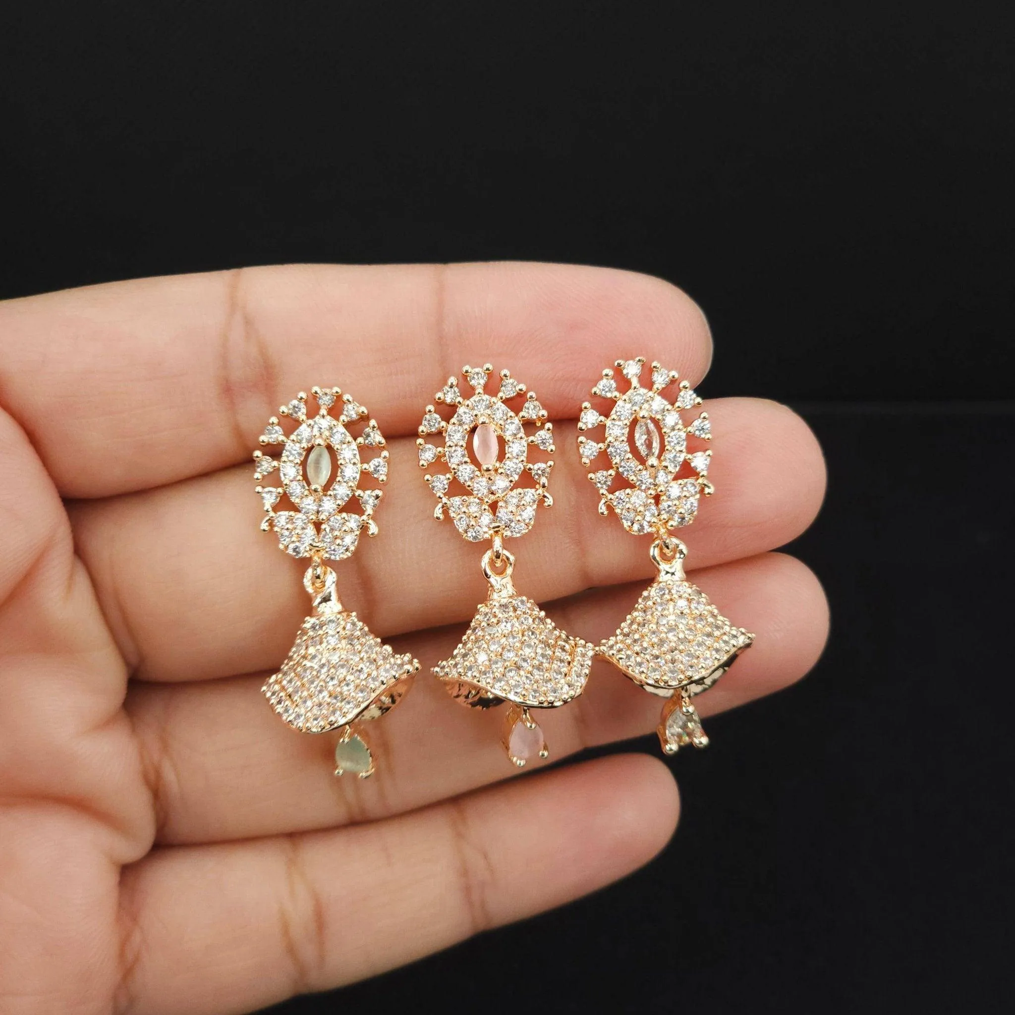 Arya - American diamond small jhumki earrings