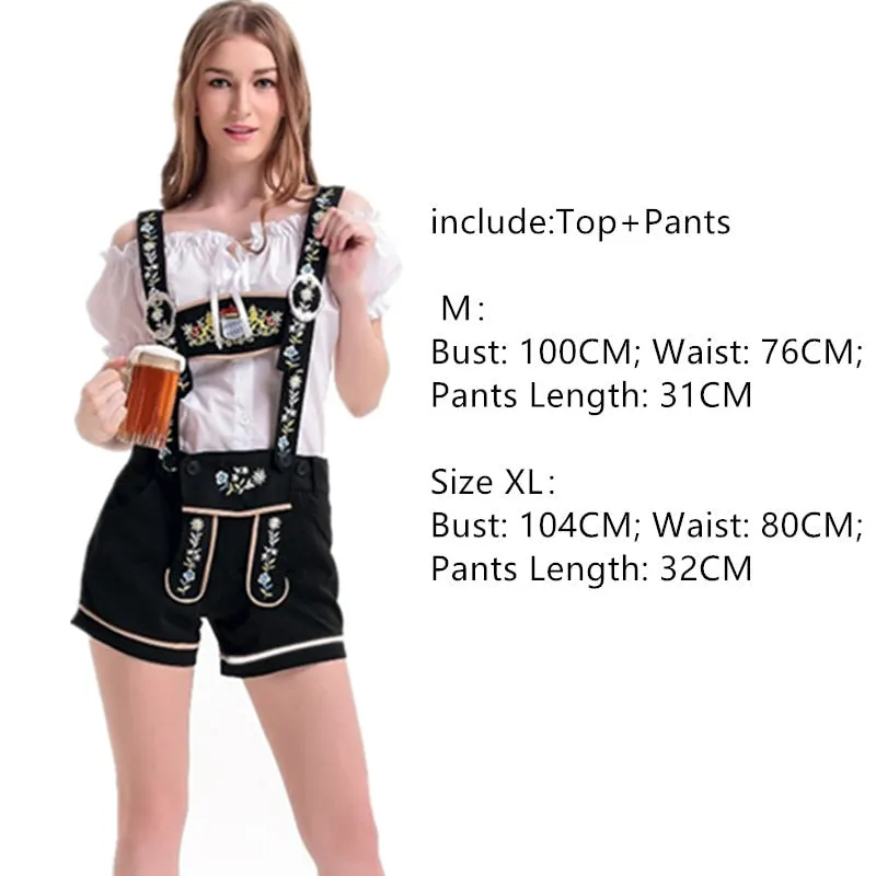 Bavarian Beer Girl Oktoberfest Lederhosen with Shirt Costumes Set