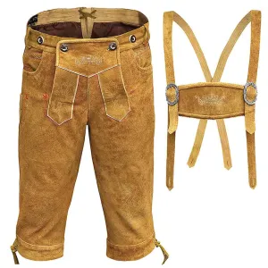 Bavarian Oktoberfest costumes Men's Suede Kniebundhosen Zimmer Golden Brown