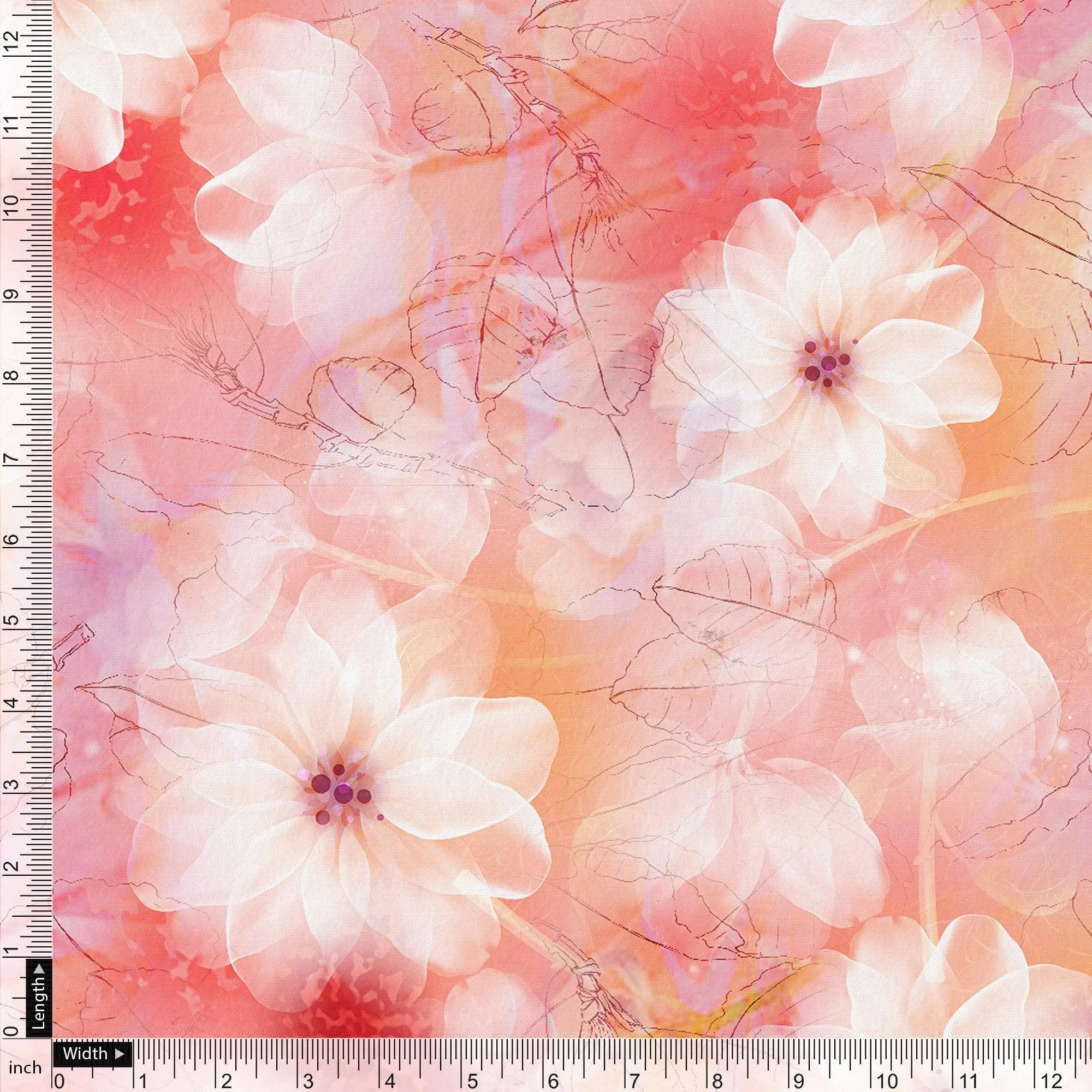 Beautiful Red Floral Digital Printed Fabric