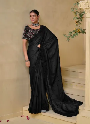 Black Banarasi Tuscany Saree with Cut-Dana-Sequin Work