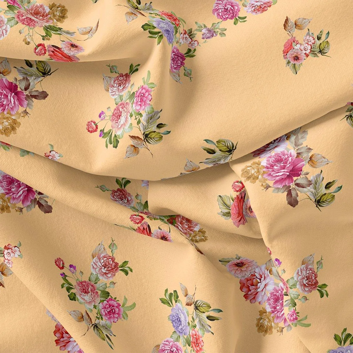 Bloom Pink Forest Flower Digital Printed Fabric