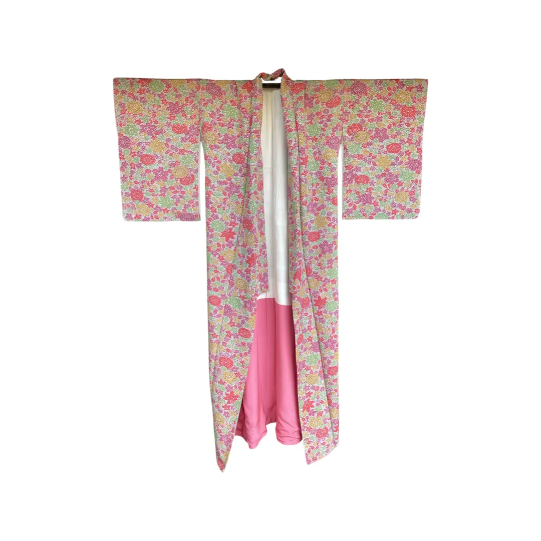 Bright Japanese Floral Scene Komon Kimono