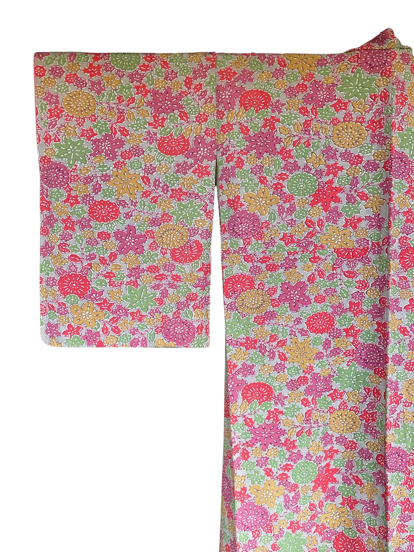 Bright Japanese Floral Scene Komon Kimono