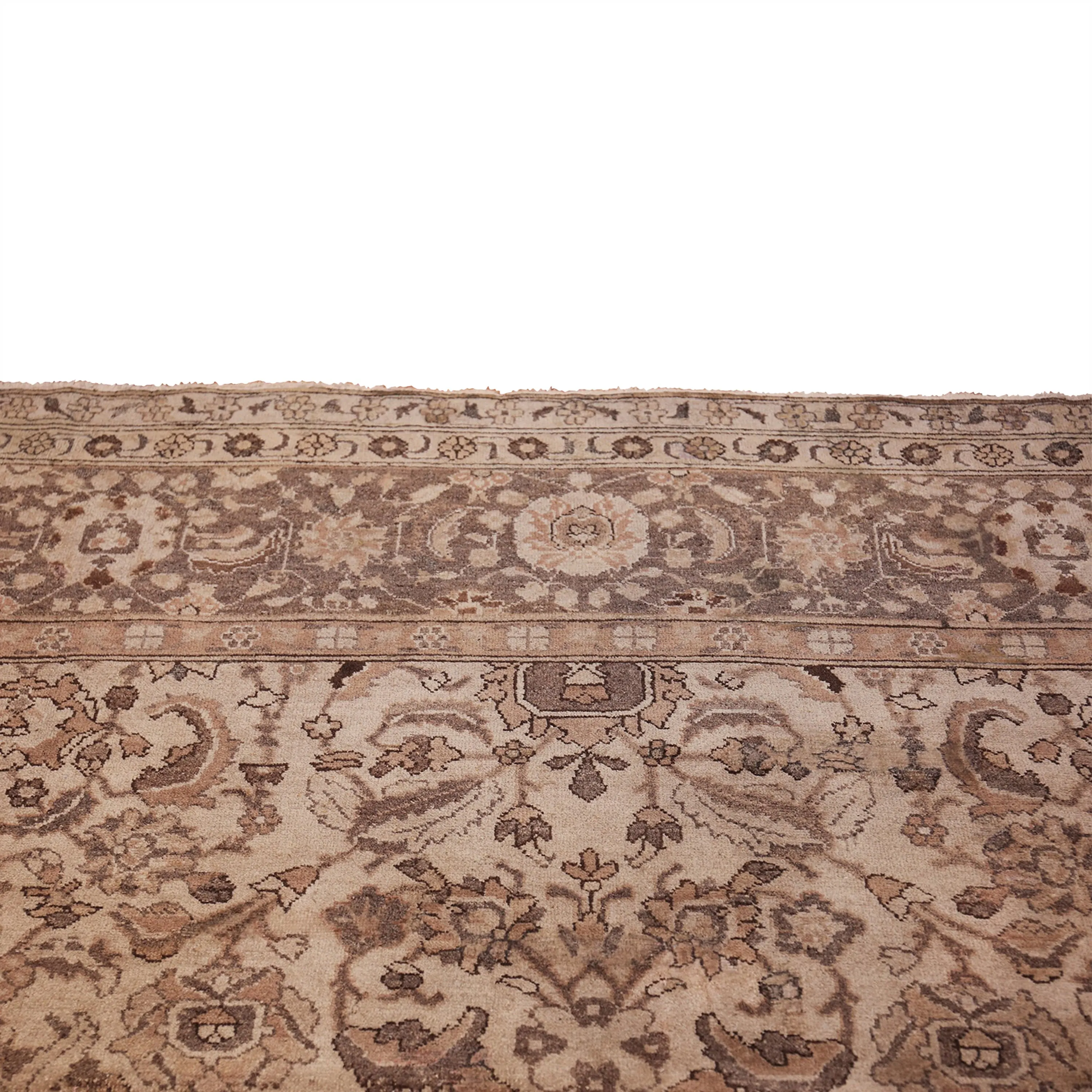 Brown Antique Traditional Indian Agra Rug - 10'3" x 10'5"