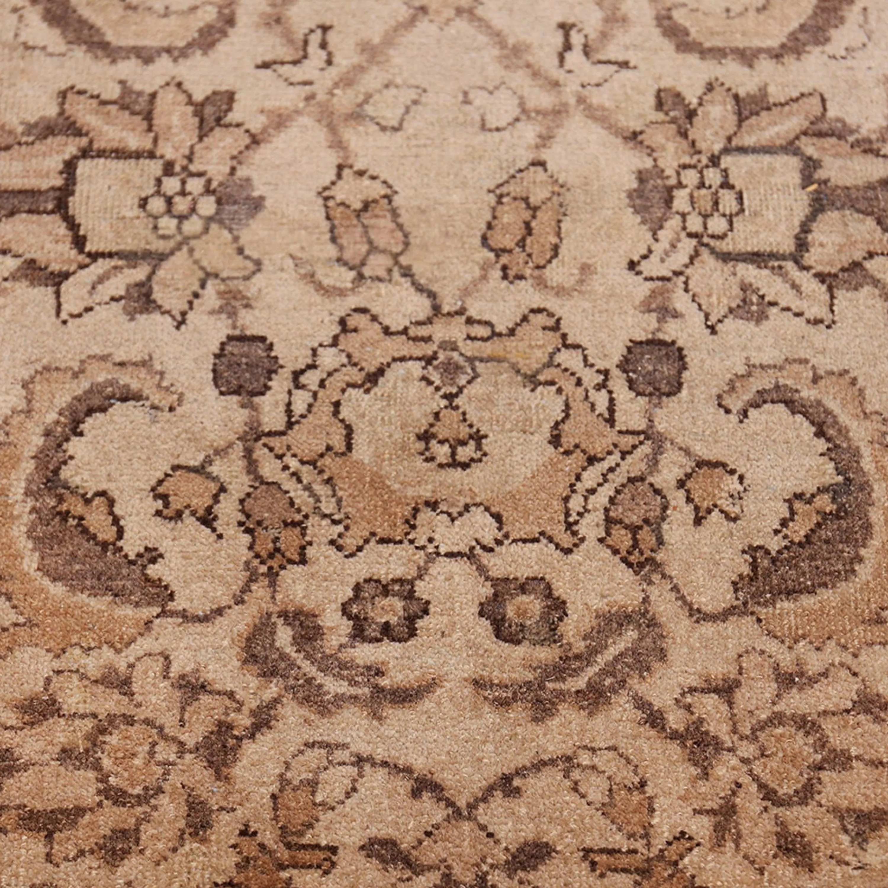 Brown Antique Traditional Indian Agra Rug - 10'3" x 10'5"