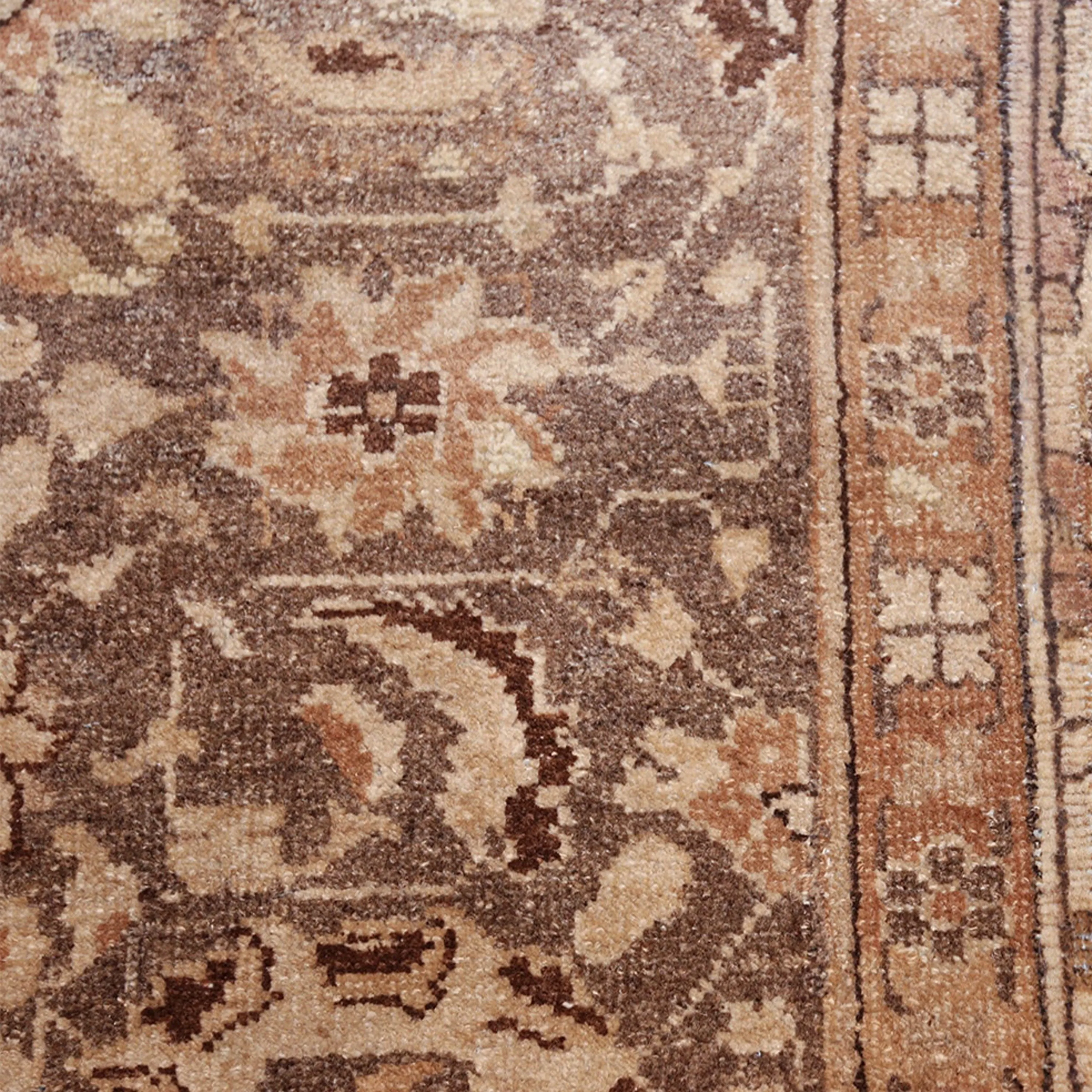 Brown Antique Traditional Indian Agra Rug - 10'3" x 10'5"