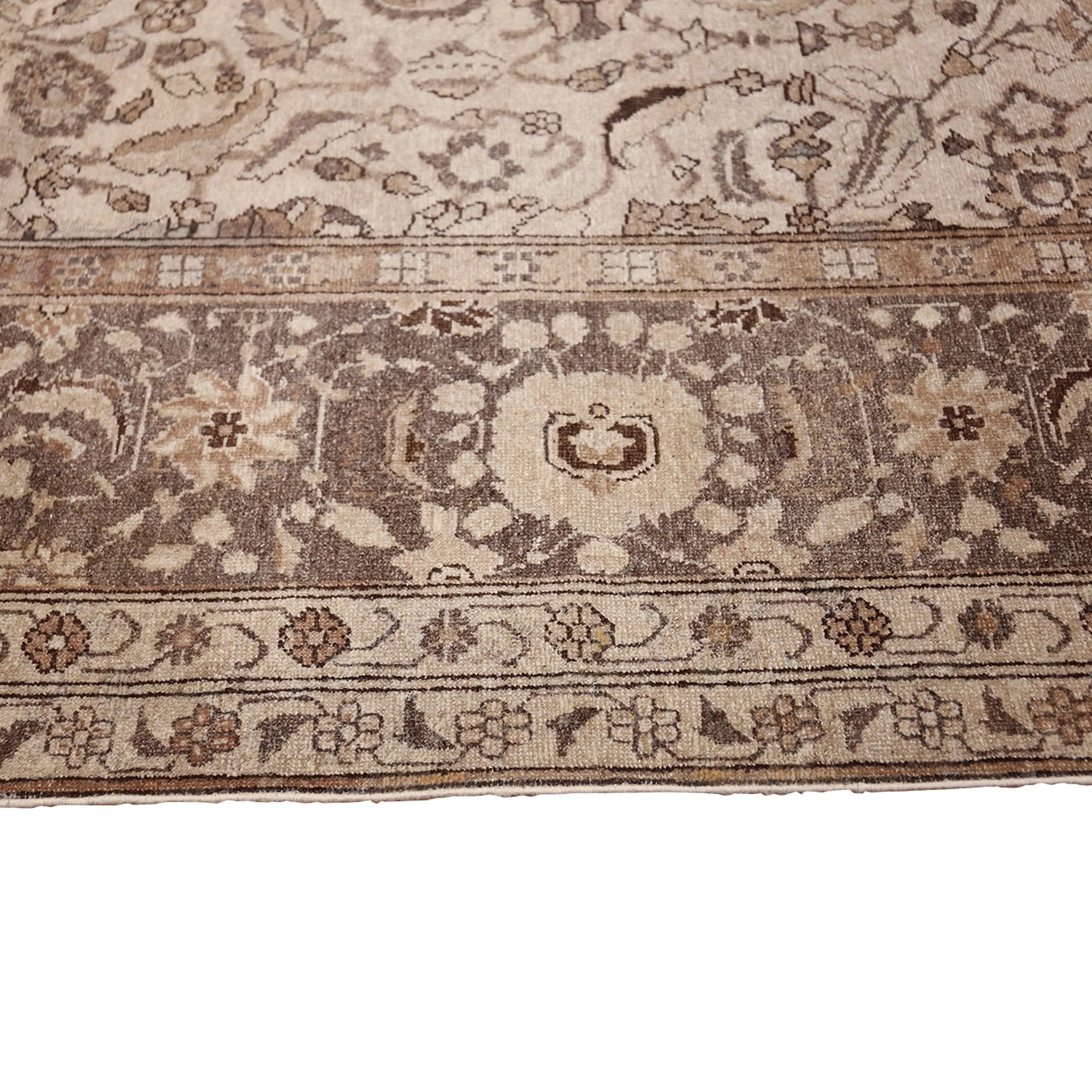 Brown Antique Traditional Indian Agra Rug - 10'3" x 10'5"