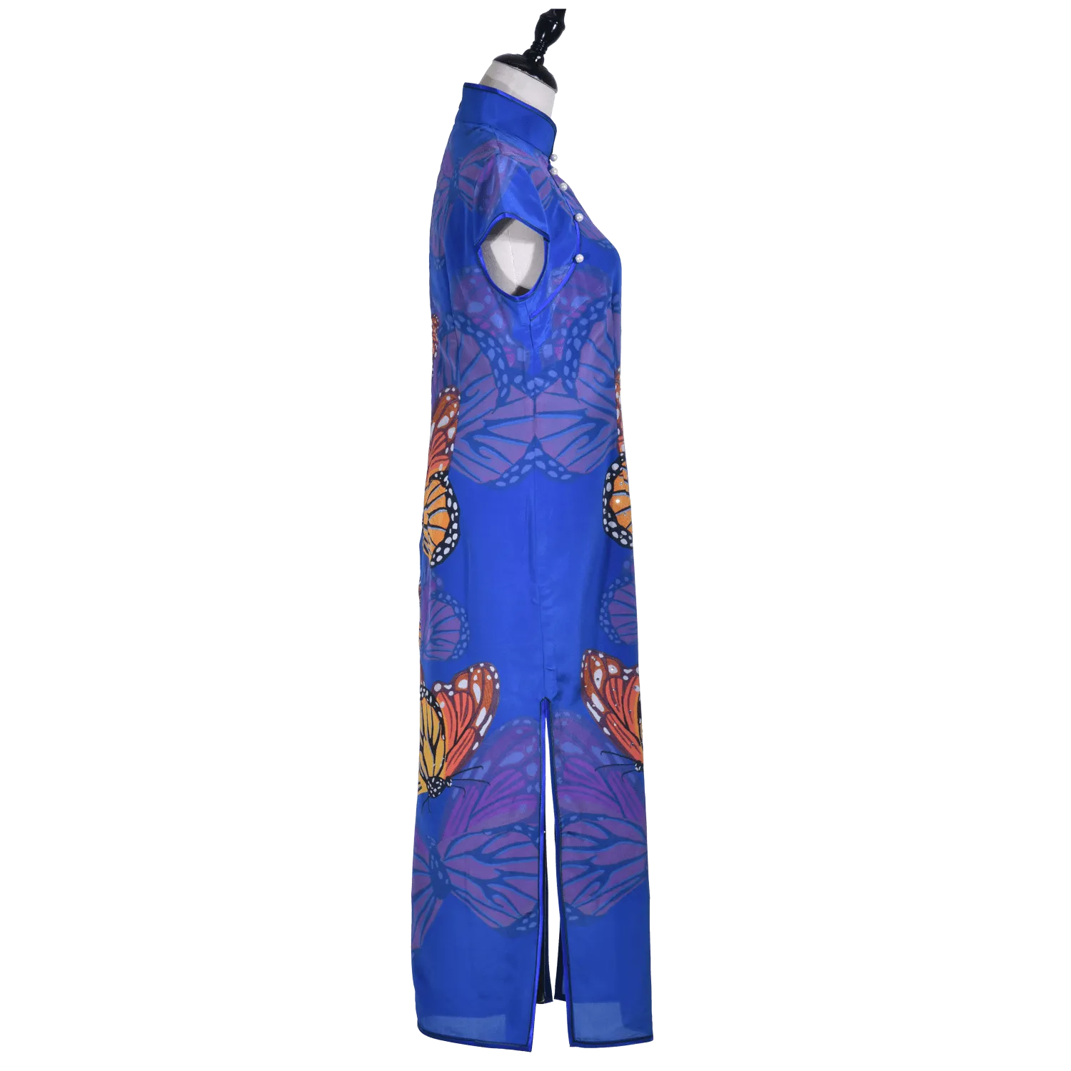 【BUTTERFLY】 100% Silk Crystal Cheongsam (Cap Sleeve) (Full Crystal)