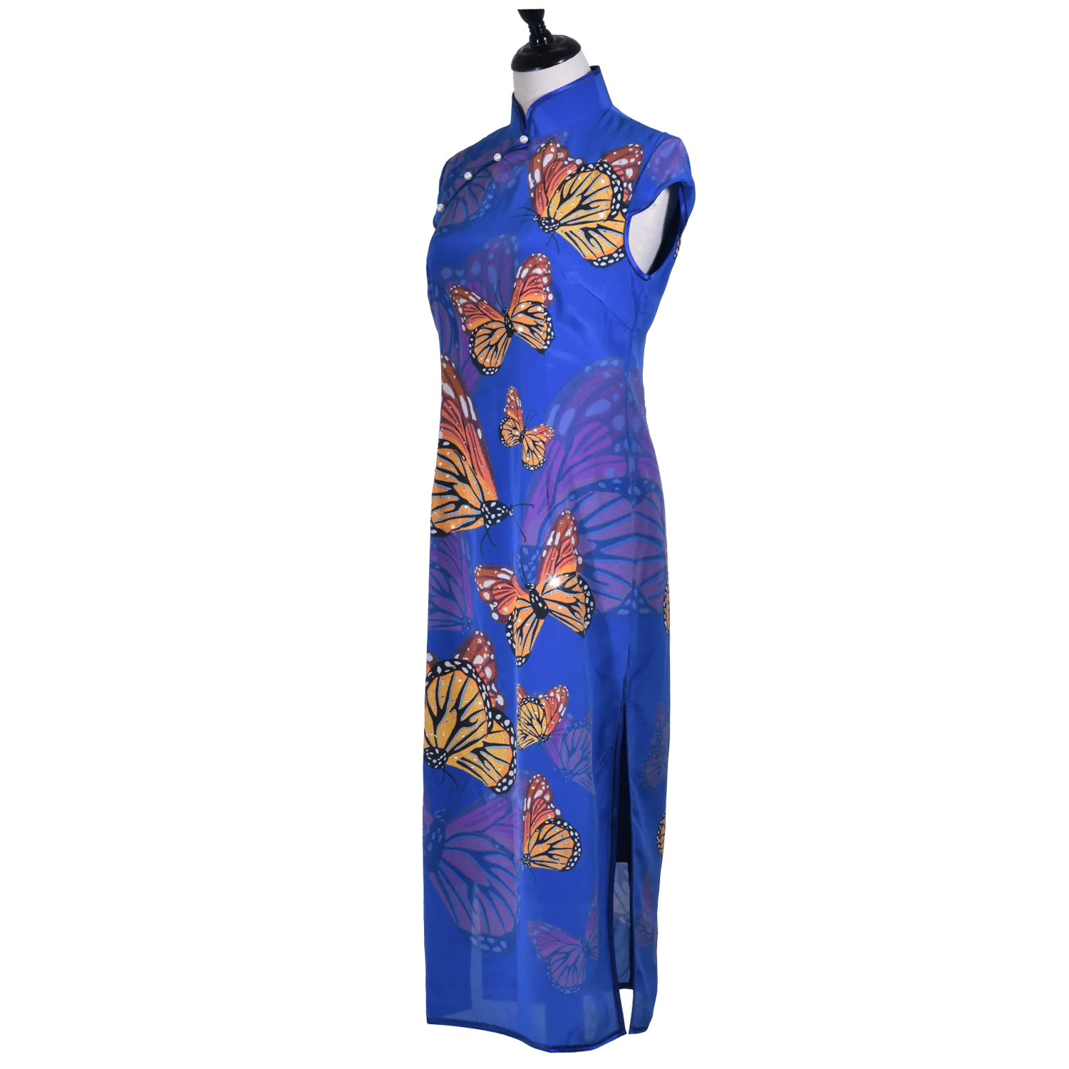 【BUTTERFLY】 100% Silk Crystal Cheongsam (Cap Sleeve) (Full Crystal)