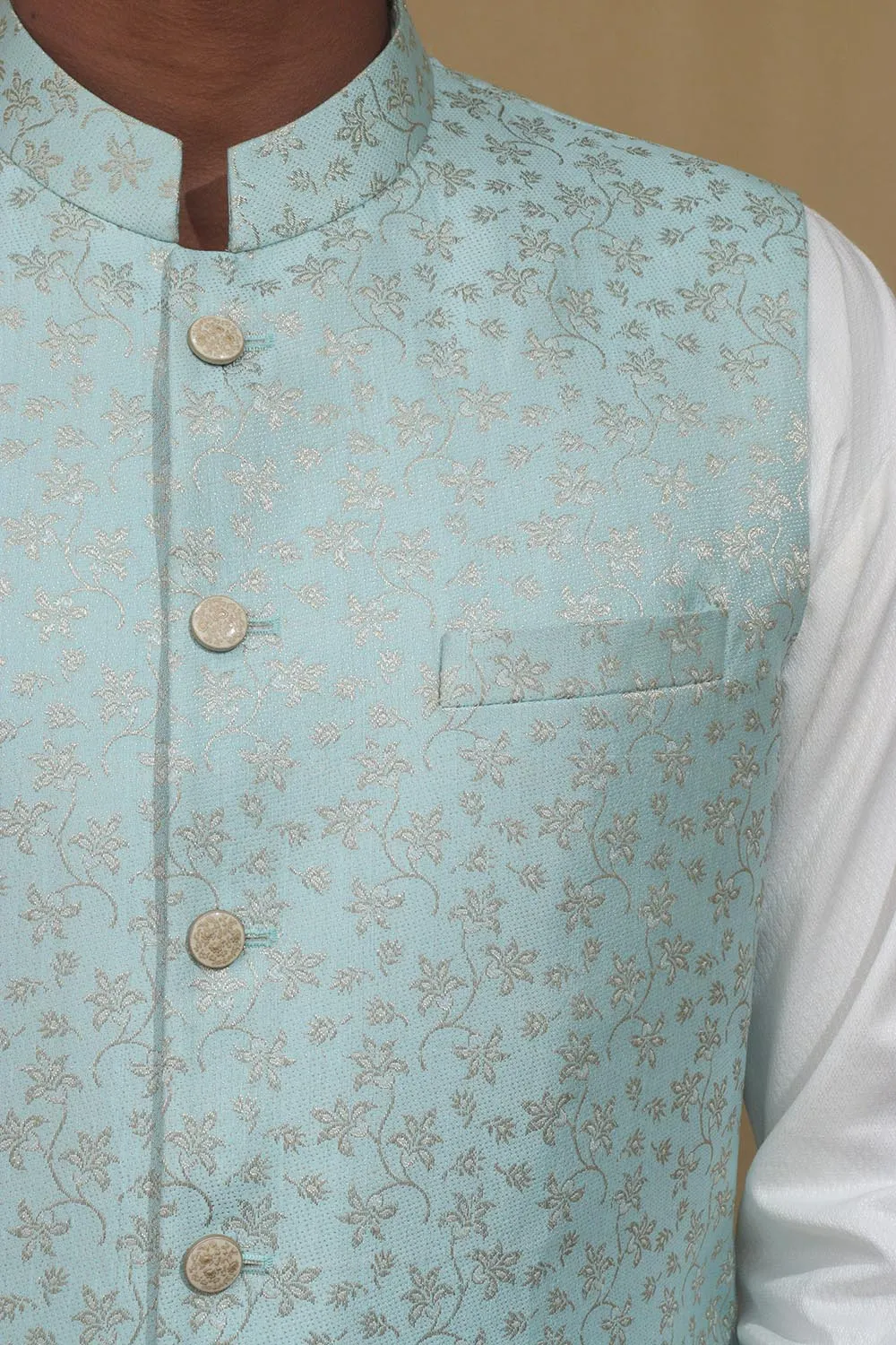 Captivating Blue Banarasi Silk Jacket: Timeless Elegance, Exquisite Style