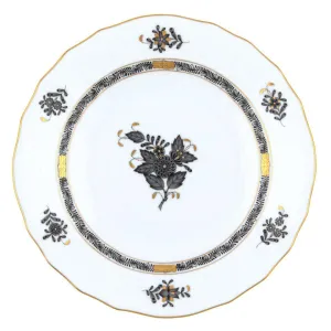Chinese Bouquet Black Dessert Plate