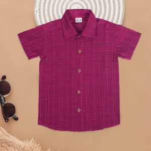 Classic Red Checkered Boys Ethnic Shirt