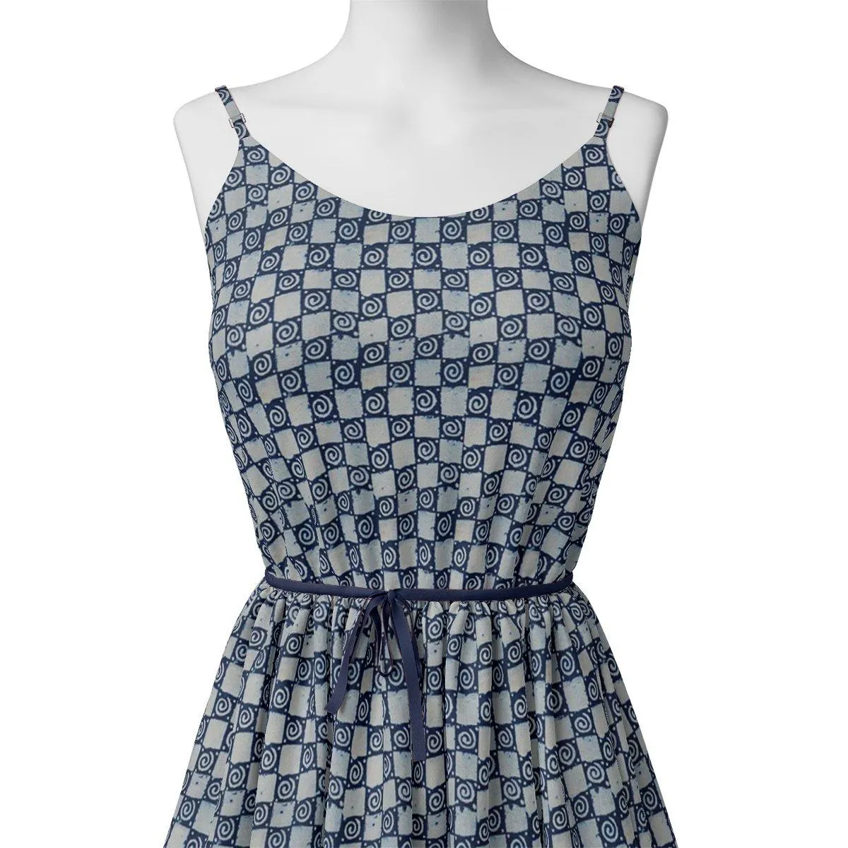 Classic Round With Checks Digital Printed Fabric