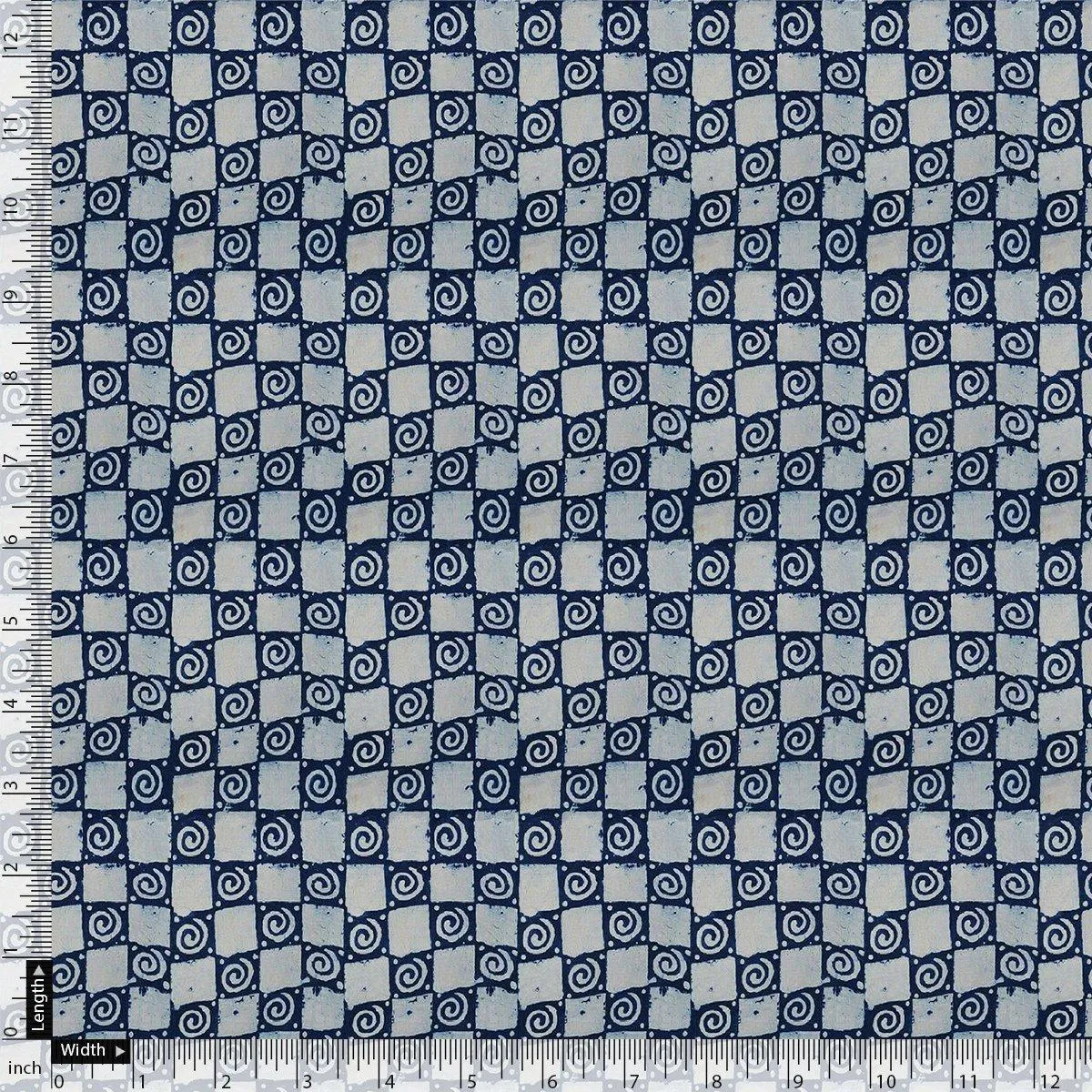Classic Round With Checks Digital Printed Fabric