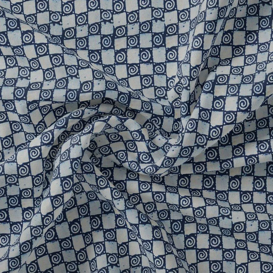 Classic Round With Checks Digital Printed Fabric