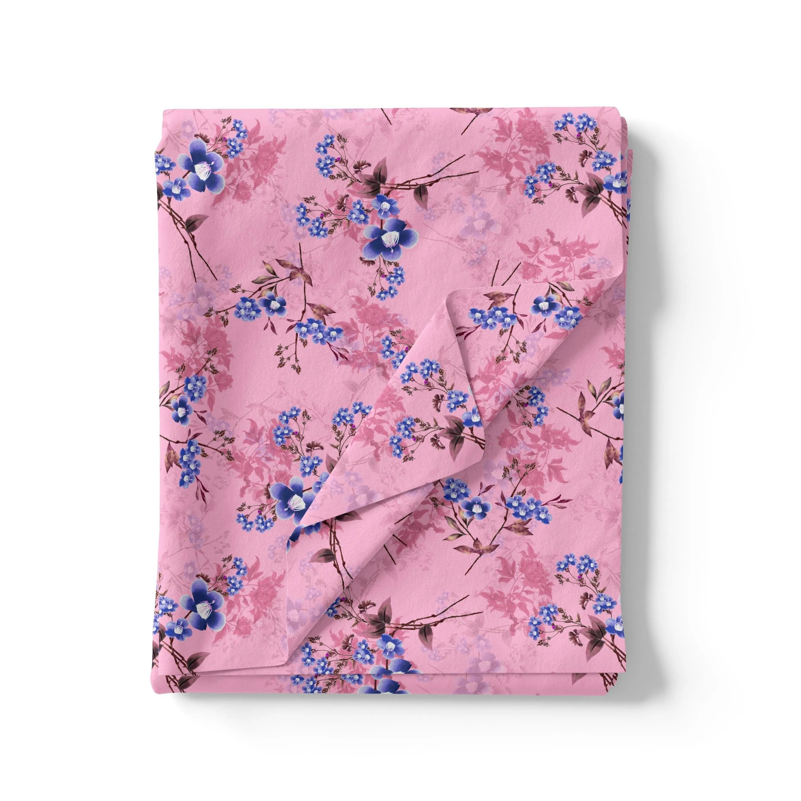 Dark Pink With Purple Petunia Flower Digital Printed Fabric