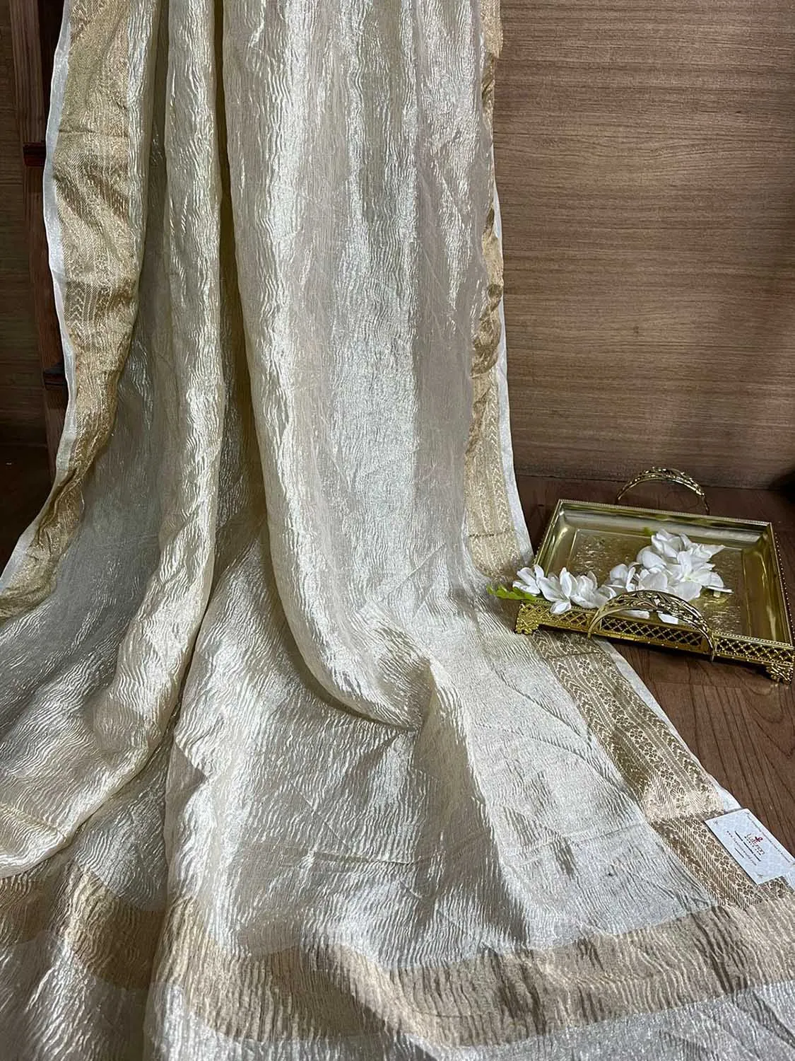 Dyeable Banarasi Handloom Pure Chiffon Crushed Plain Dupatta