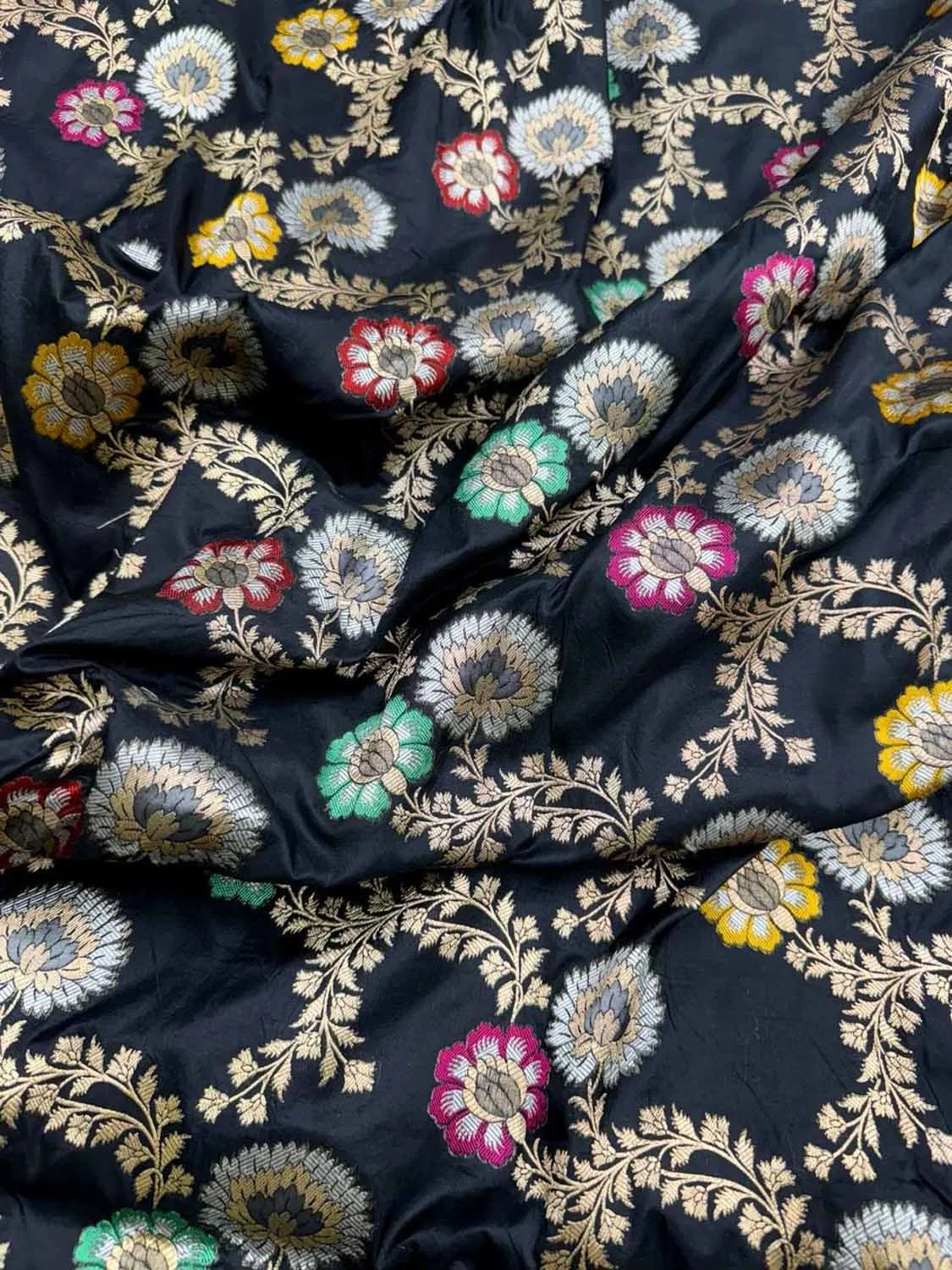 Elegant Black Banarasi Meenakari Silk Saree