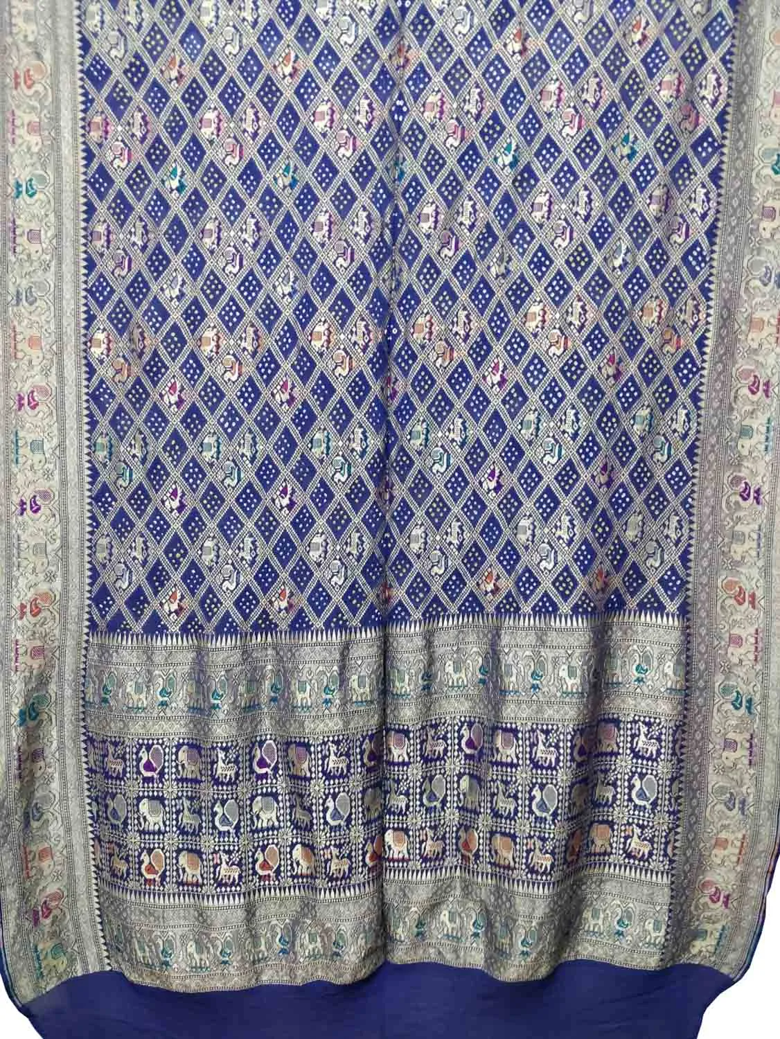 Elegant Blue Banarasi Bandhani Pure Georgette Meenakari Dupatta