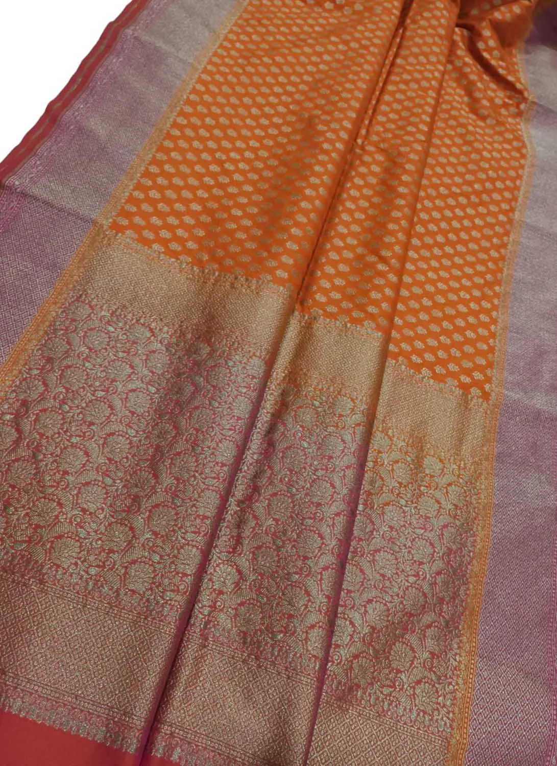 Elegant Orange Banarasi Silk Saree: A Timeless Classic