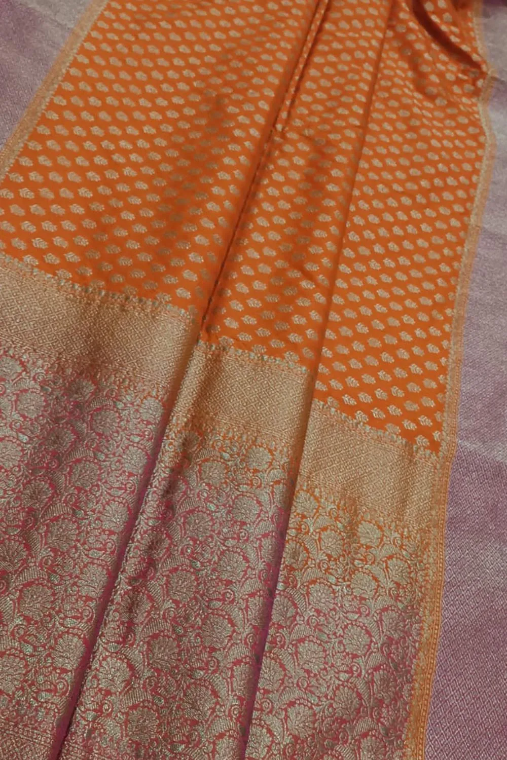 Elegant Orange Banarasi Silk Saree: A Timeless Classic