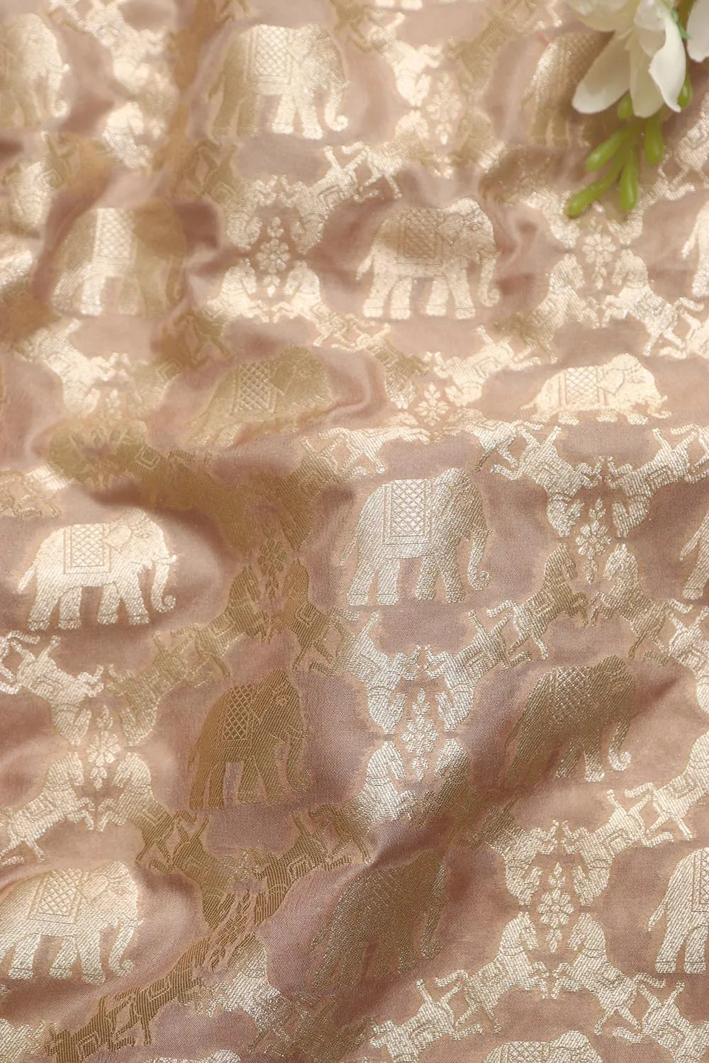 Elegant Pastel Banarasi Silk Fabric ( 1 Mtr )