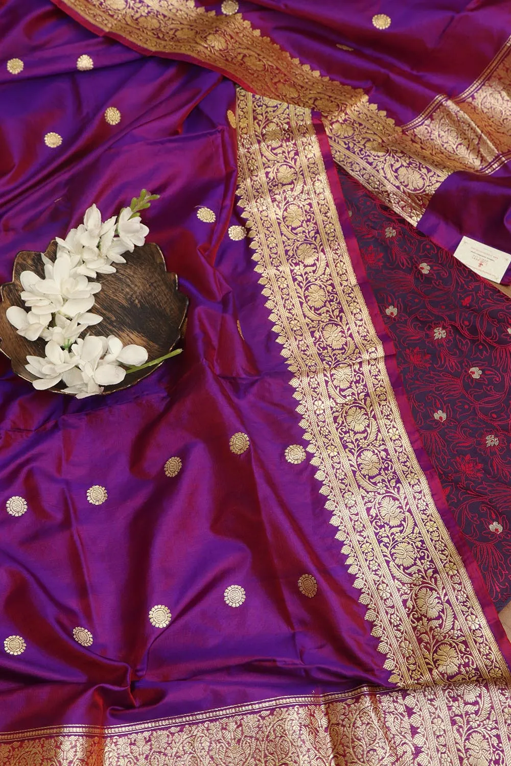 Elegant Purple Banarasi Tanchui Silk Suit With Banarasi Pure Katan Silk Dupatta
