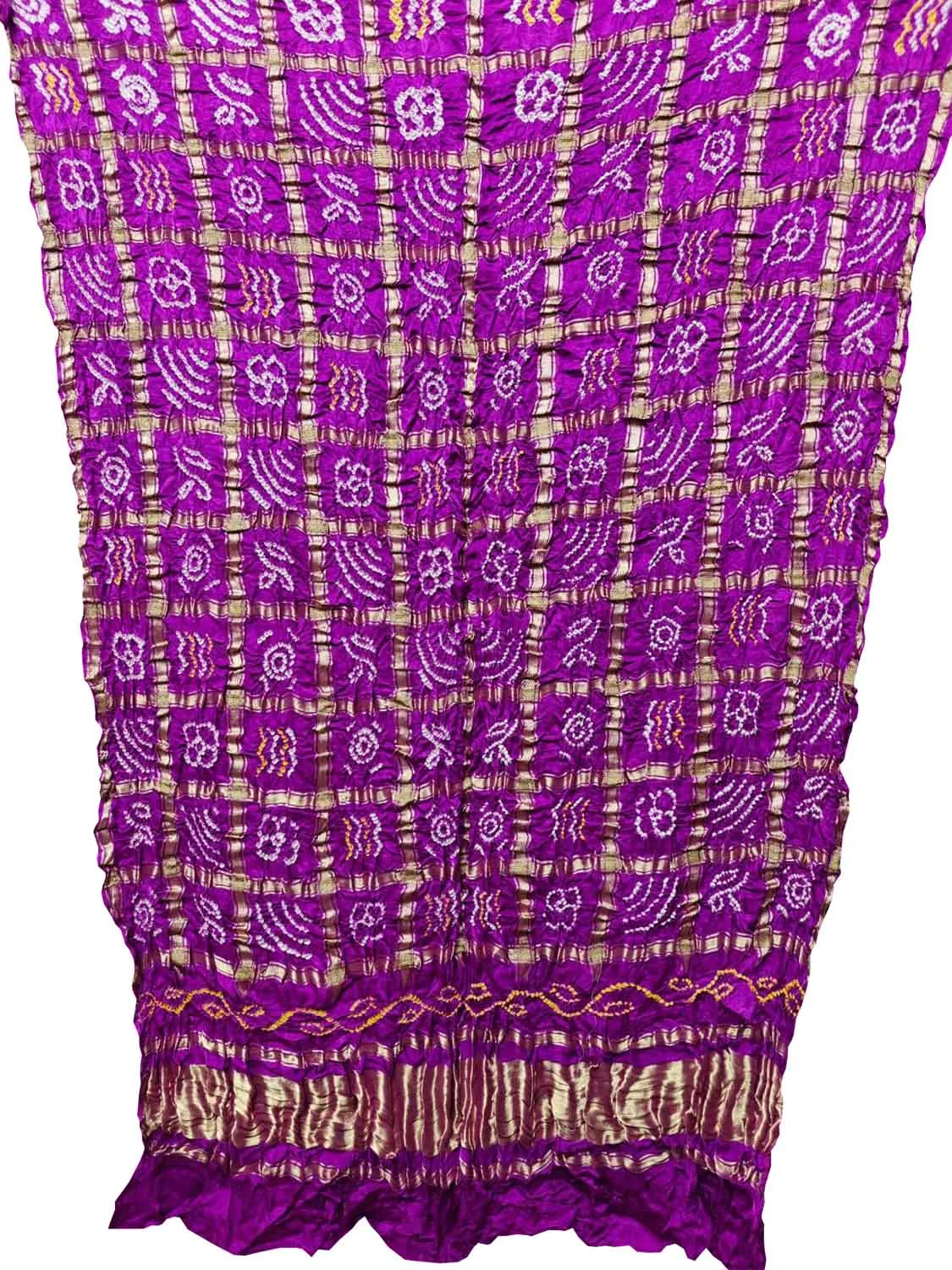 Elegant Purple Bandhani Pure Gajji Silk Gharchola Design Dupatta