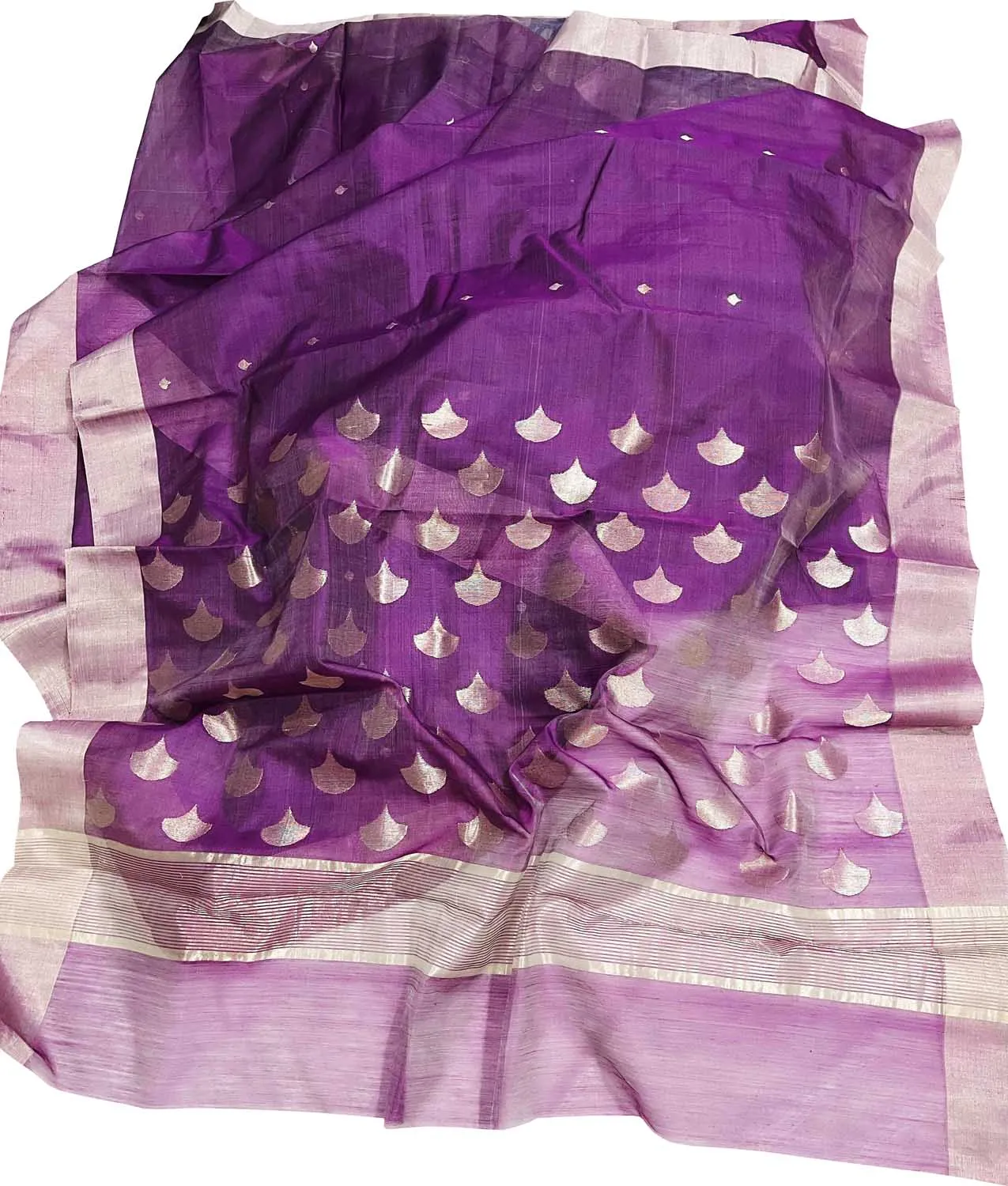 Elegant Purple Silk Cotton Saree - Handloom Chanderi