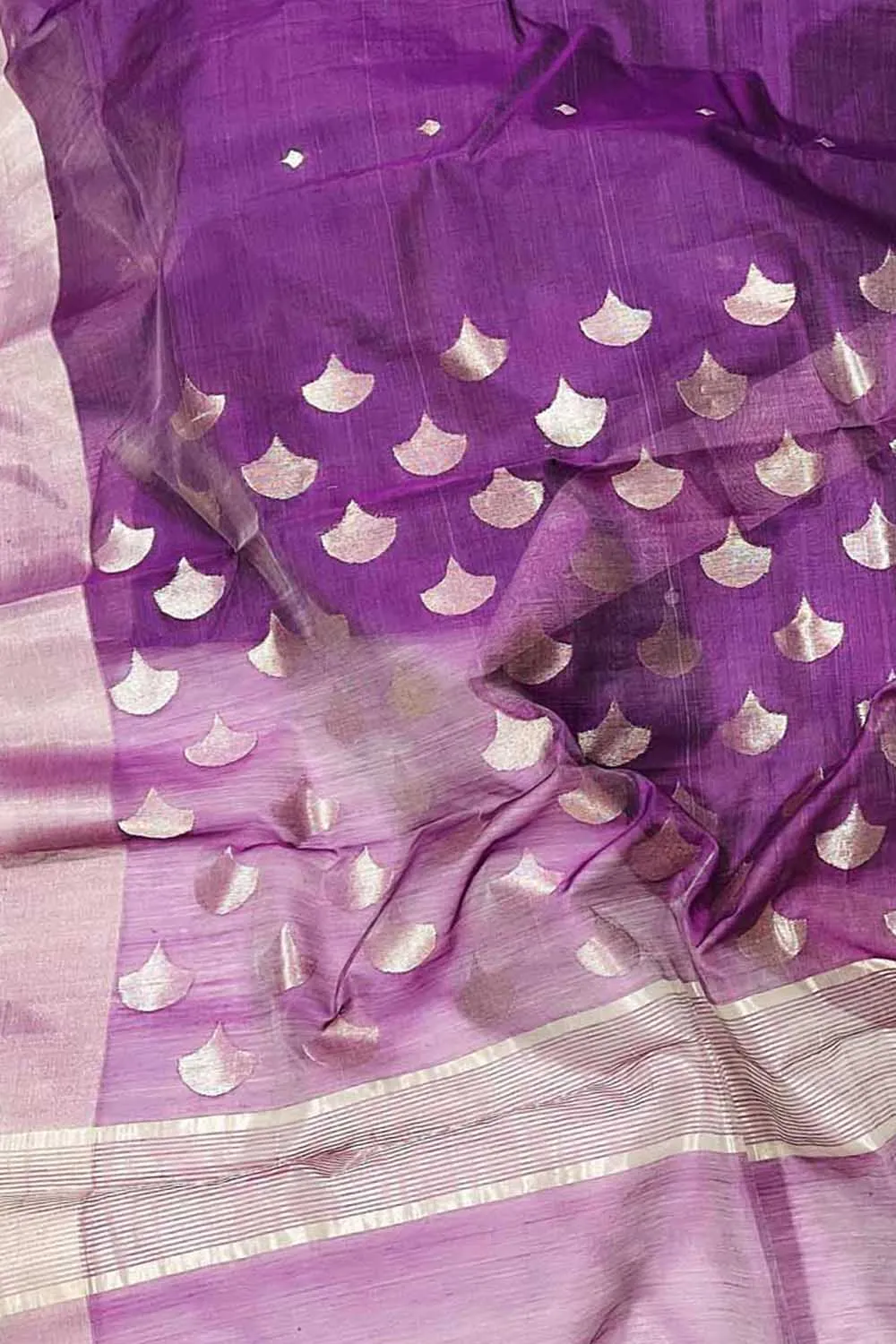 Elegant Purple Silk Cotton Saree - Handloom Chanderi