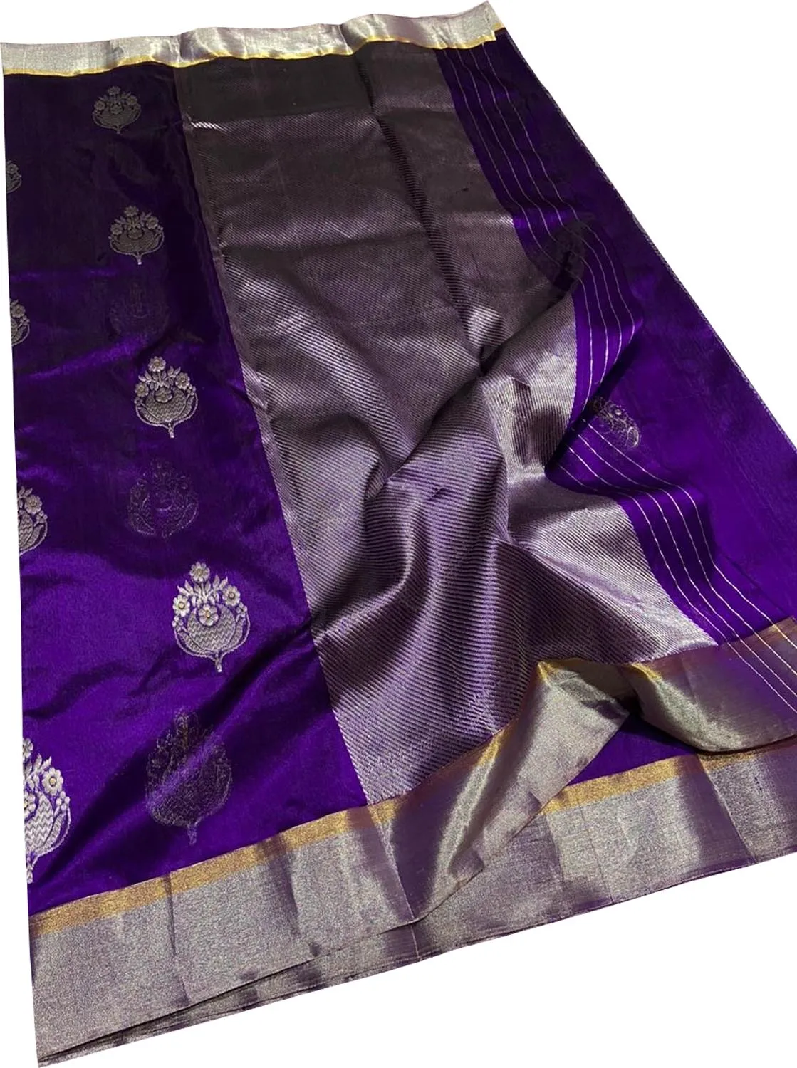Elegant Purple Silk Saree Handloom Chanderi