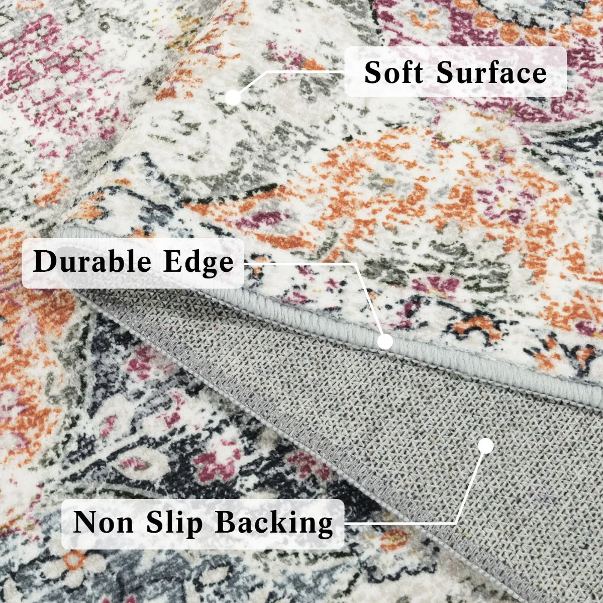 Elise Ultra-thin Transitional Vintage Floral Moroccan Trellis Aqua Rug