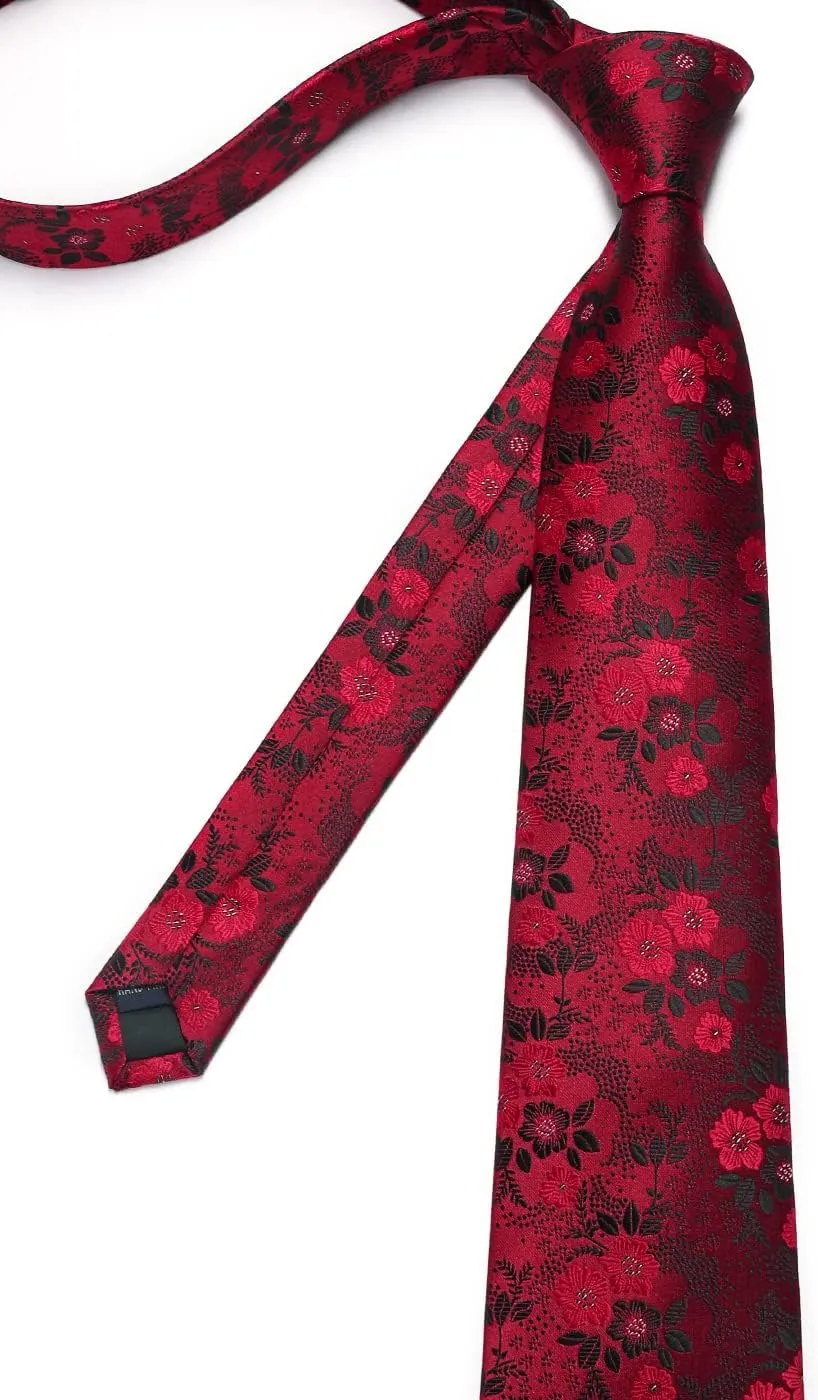 Enlision Ties for Men Floral Tie Handkerchief Cufflinks Set Formal Flower Classic Mens Necktie & Pocket Square Wedding