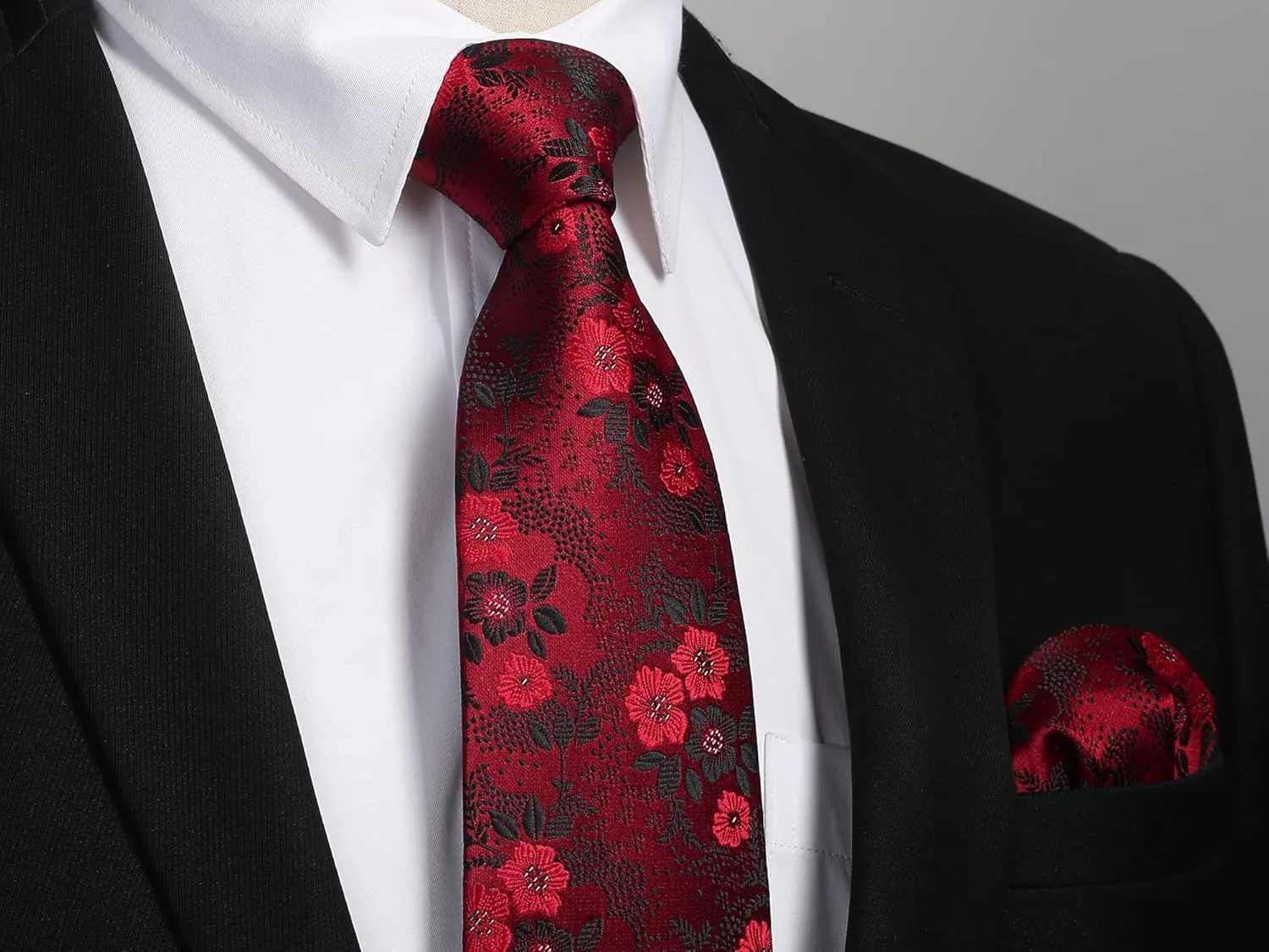 Enlision Ties for Men Floral Tie Handkerchief Cufflinks Set Formal Flower Classic Mens Necktie & Pocket Square Wedding