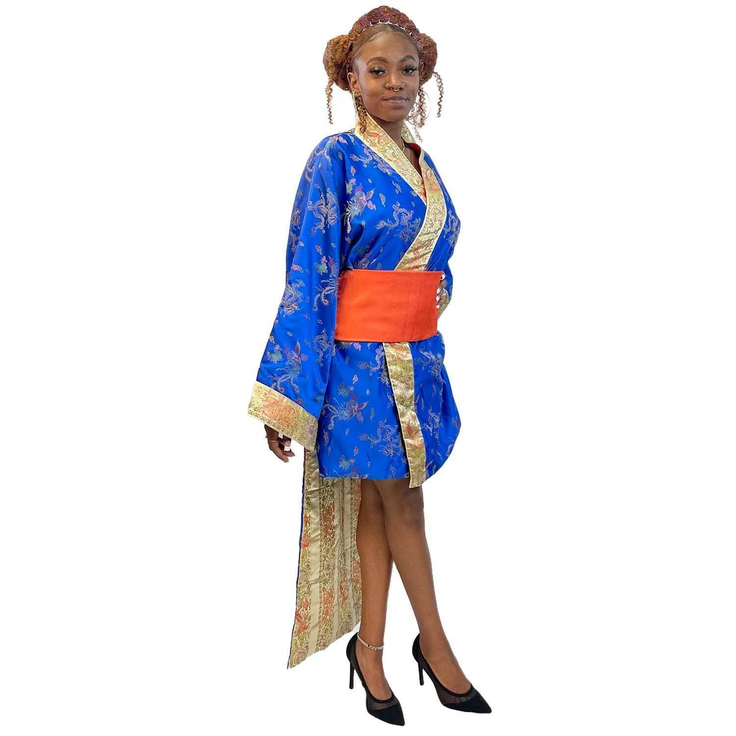 Exclusive Blue Japanese Short Kimono Princess Adult Costume