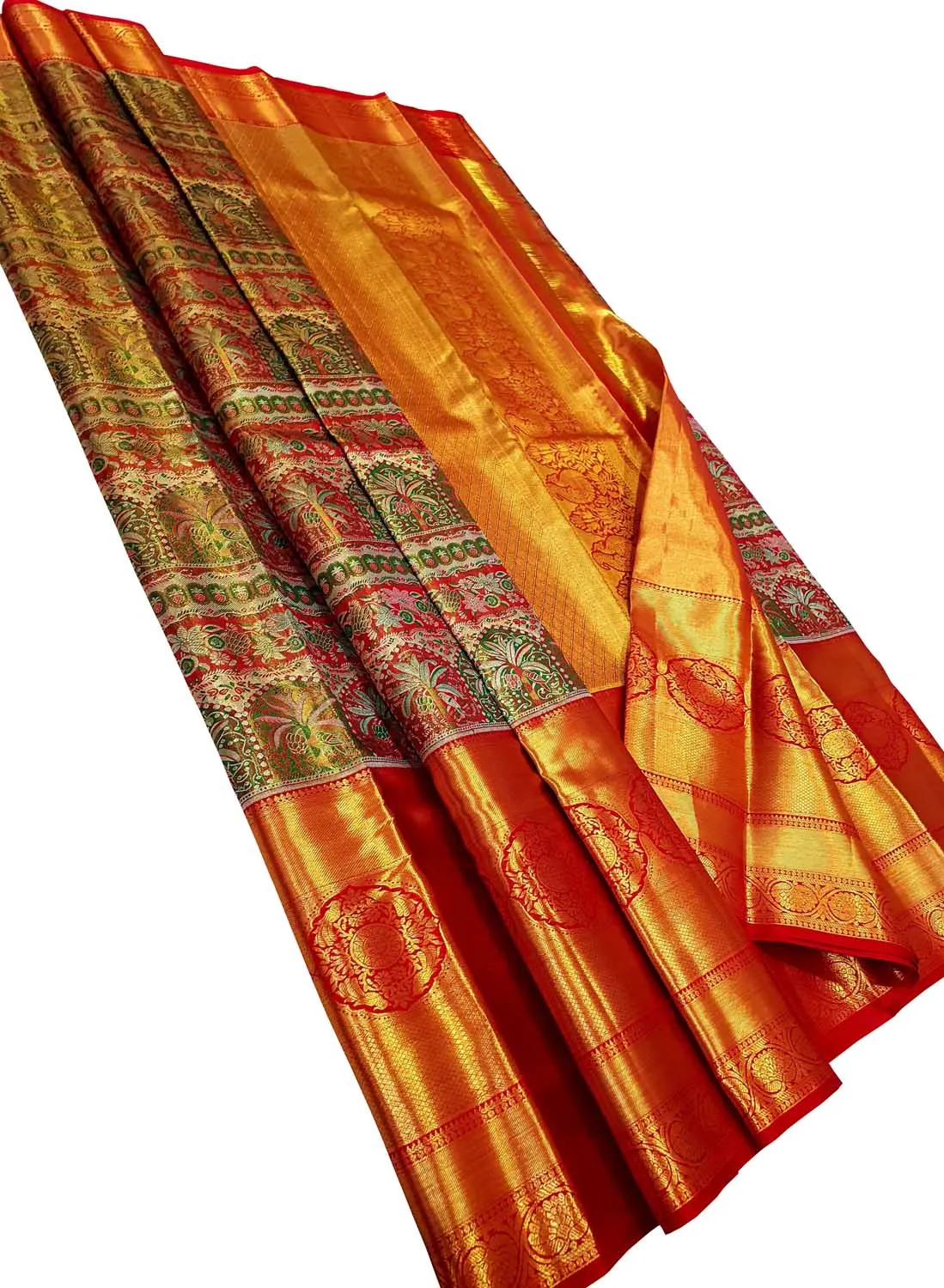 Exquisite Multicolor Kanjeevaram Handloom Pure Silk Saree: A Timeless Masterpiece