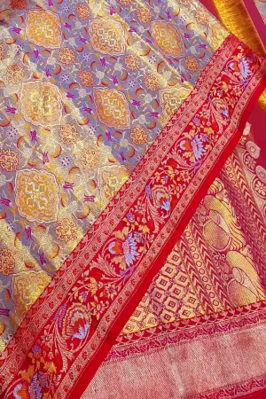 Exquisite Multicolor Kanjeevaram Handloom Pure Tissue Silk Saree