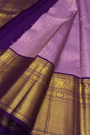 Exquisite Purple Kanjeevaram Handloom Silk Saree