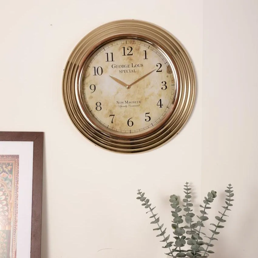 Gilded Rustic Aluminium Wall Clock | 16 x 3 inches
