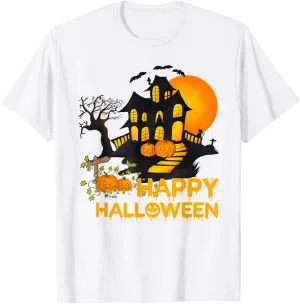 Happy Halloween Costumes Funny Pumpkins House Men Women Kids T-Shirt